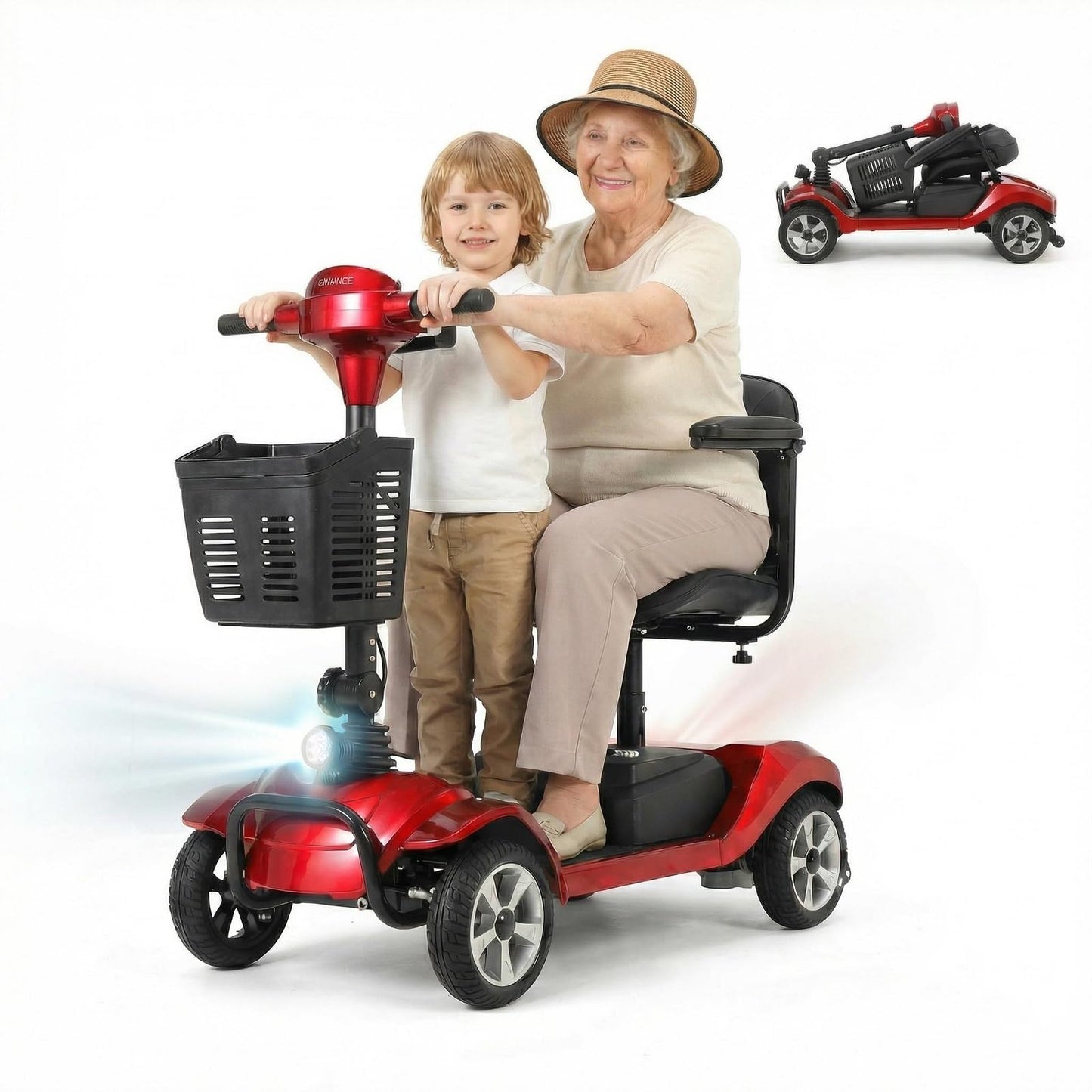 Foldable 4-Wheel Mobility Scooter for Adults & Seniors, 330LBS Heavy Duty, 20-Mile Range Electric Mobility Scooter, 3.7 MPH Lightweight Folding Mobility Scooter for Indoor Outdoor Travel