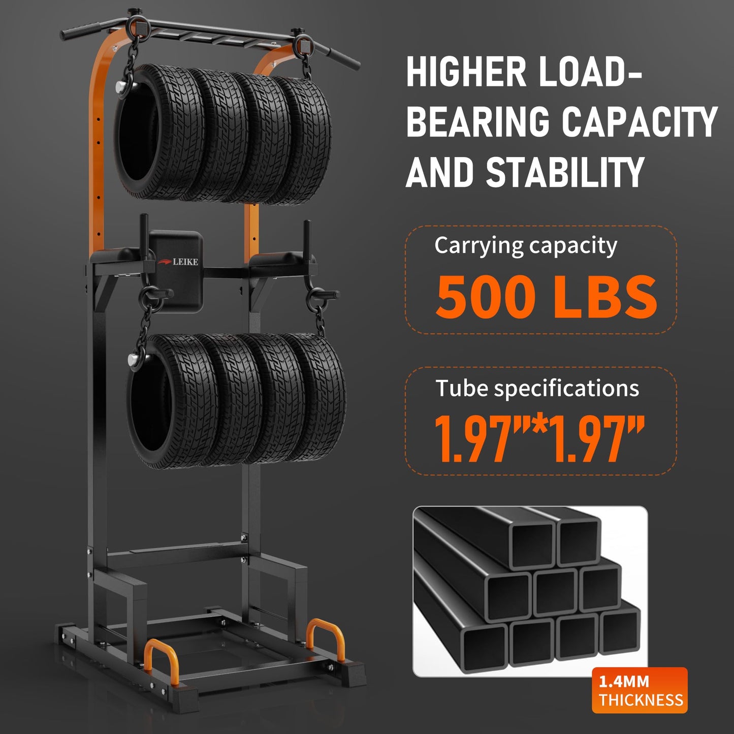 leikefitness Multifunction Power Tower Exercise Equipment,Pull Up Dip Station,Height Adjustable for Home Gym Strength Training Fitness Equipment,Dip Stands,Pull Up Bars,Push Up Bars,VKR (Black)