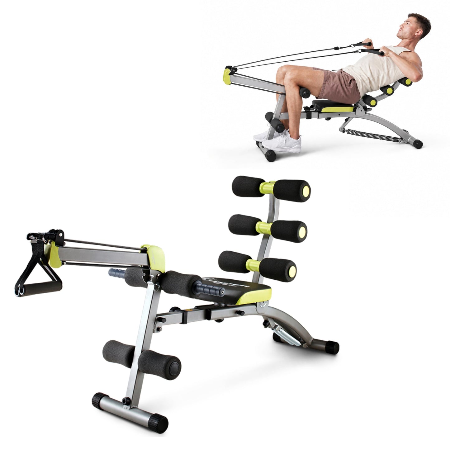 Wonder Core V2 Total Gym Machine, Ab Workout Equipment, Adjustable Ab Machine for Stomach Workout, Sit Up Exercise Equipment for Home Workouts, Abdominal Trainer, Ab Lounger Exercise Chair (Green)