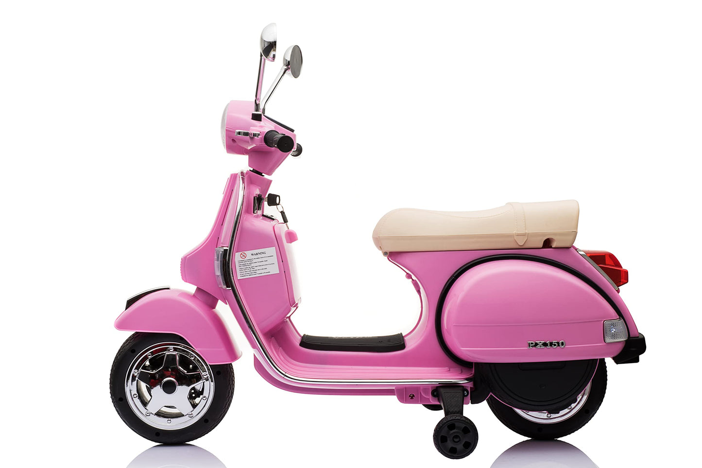 Best Ride On Cars Vespa Scooter, 12V Battery Powered Ride On Car - Electric Scooter for Kids with Leather Seat, Real Lights & Sounds, USB/AUX/SD Slot, Ages 2-5 Years Old, Pink, Large New
