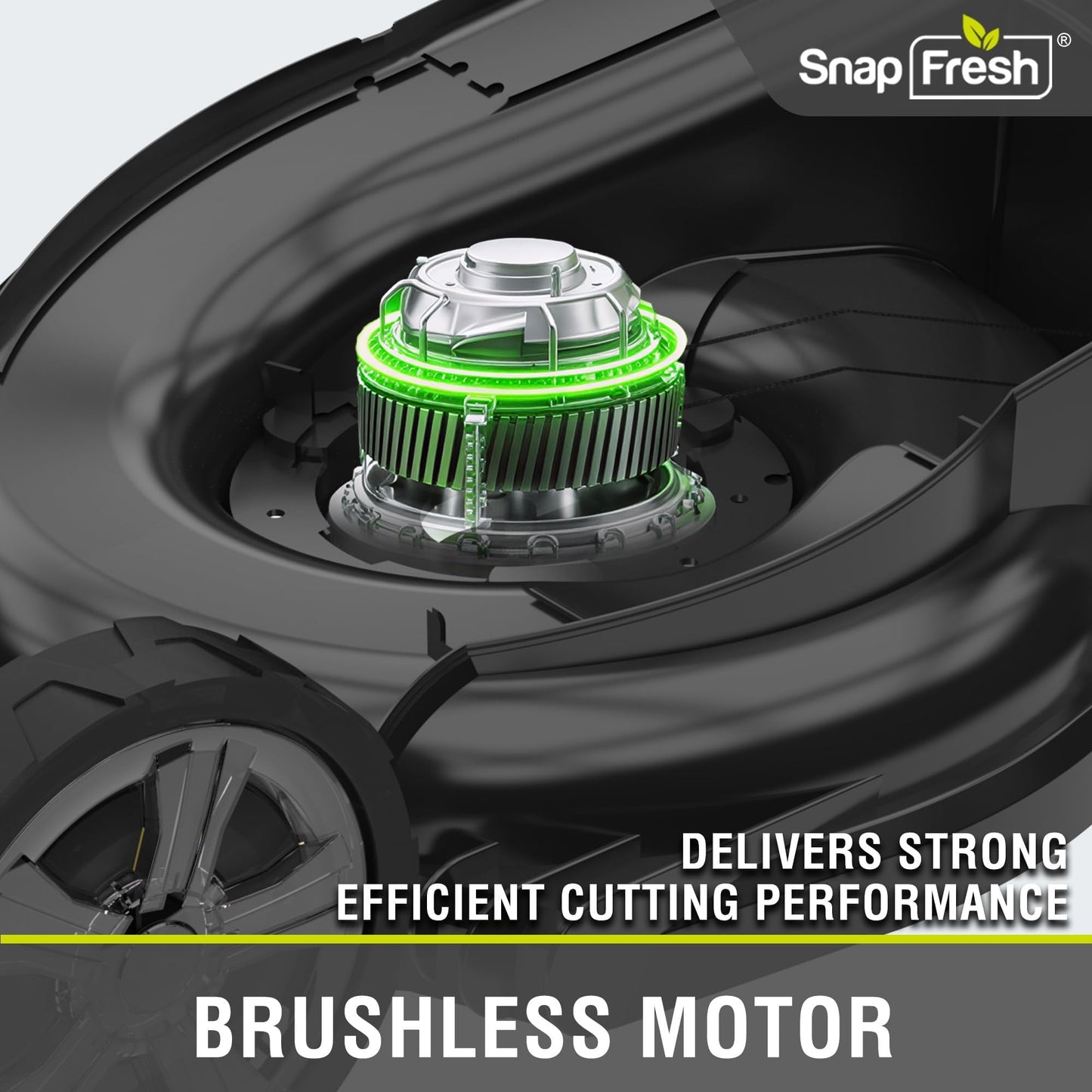 SnapFresh 40V 17” Brushless Lawn Mower – 2 x 5.0Ah Batteries Electric Cordless Push Mower with Fast Charger, 6-Level Height Adjustment, 45L Grass Bag, Lightweight Battery Powered Mower