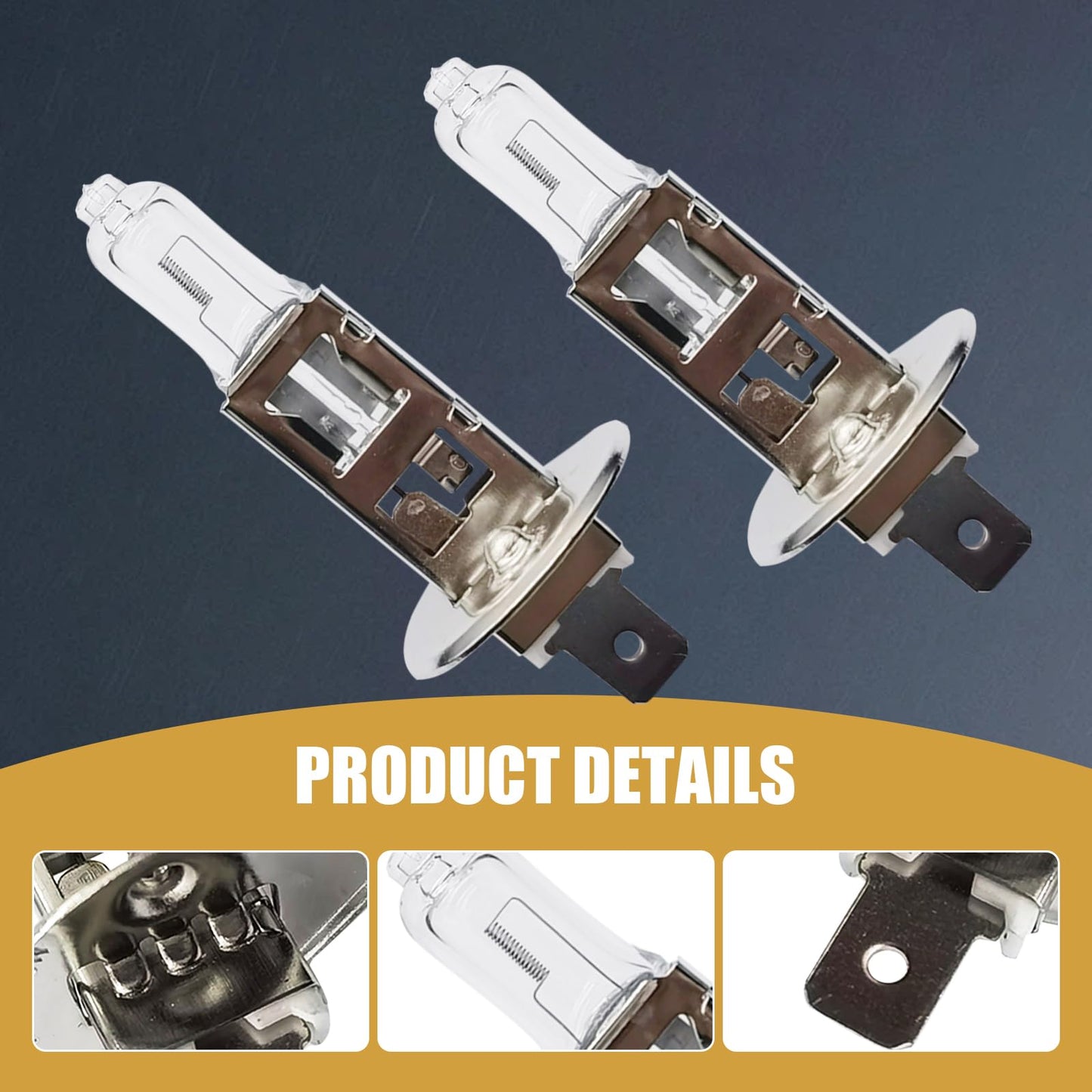 gunhunt Halogen Bulbs H1-55W, 12V Quartz Lamp, Ultra-bright Low/High Beam, 2 PCS, Warm White Light