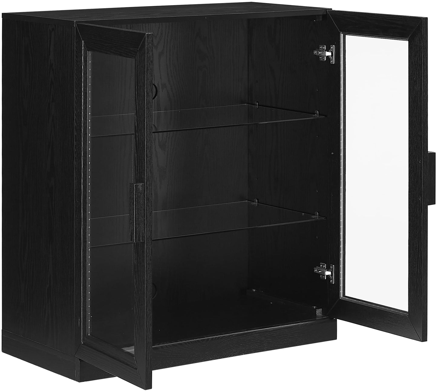 Crosley Furniture Essen Stackable Glass Door Kitchen Pantry Storage Cabinet, Accent Cabinets for Entryway, Black