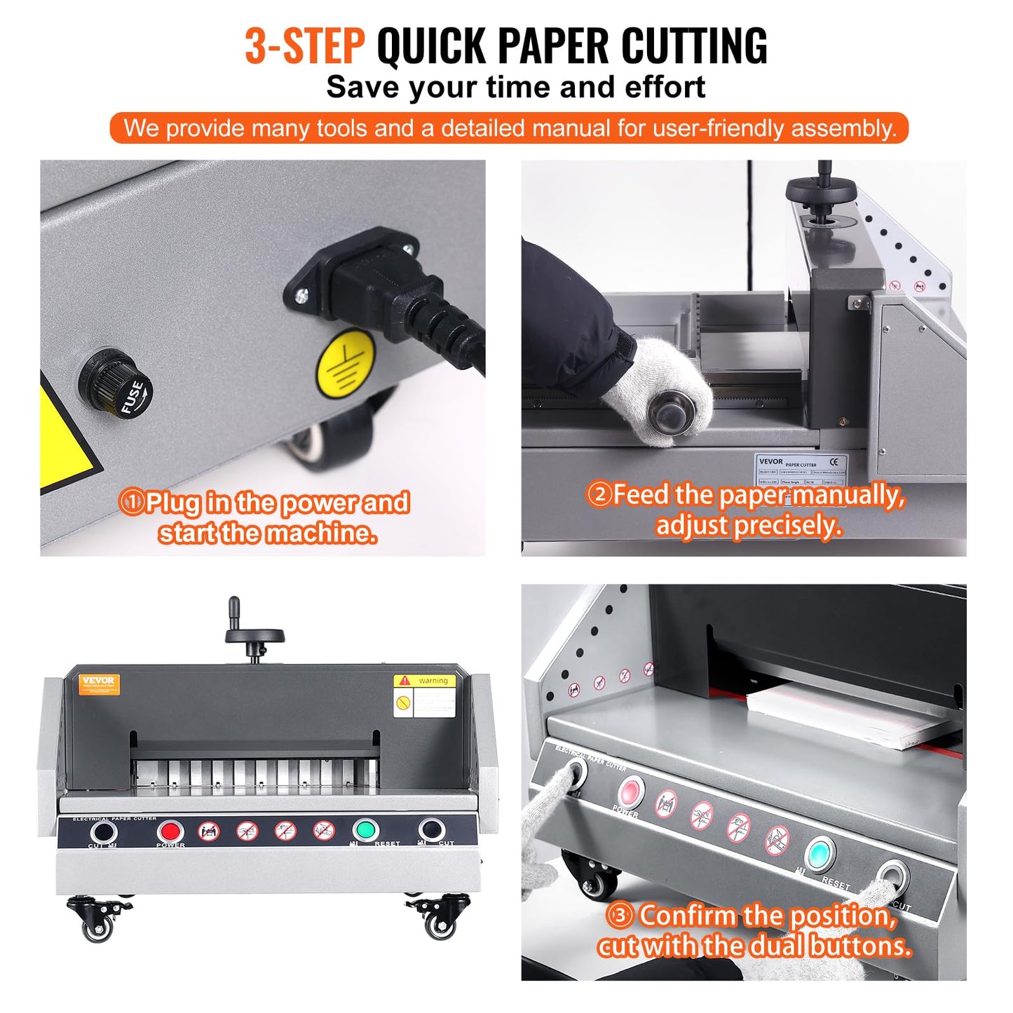 VEVOR Electric Paper Cutter, 13" /330.2mm Cutting Width, 1.57"/40mm Cutting Thickness, Desktop Paper Cutting Machine with Button Control, Electric Paper Trimmer for Office, School, Printing Plant