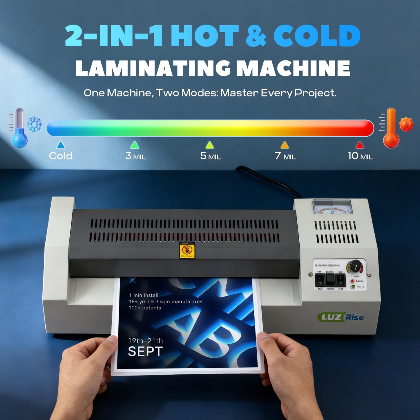 Luzrise 13-Inch Thermal Laminator Machine, 3-10 Mil, 4-Roller Professional Laminator, A3 Cold & Hot Laminating Machine & Foil Applicator with Temp Display MAX 320℉ for Office/School/Business (HD320)