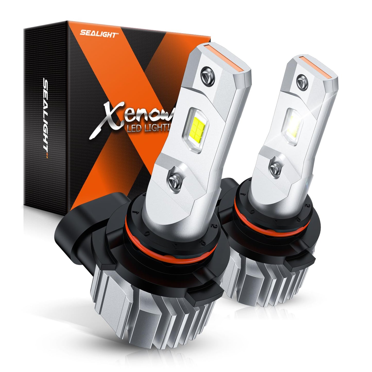 SEALIGHT 9006 LED Fog Light Bulbs, 12000LM Super Bright, 6500K Cool White, Adjustable Ring, Pack of 2, Plastic