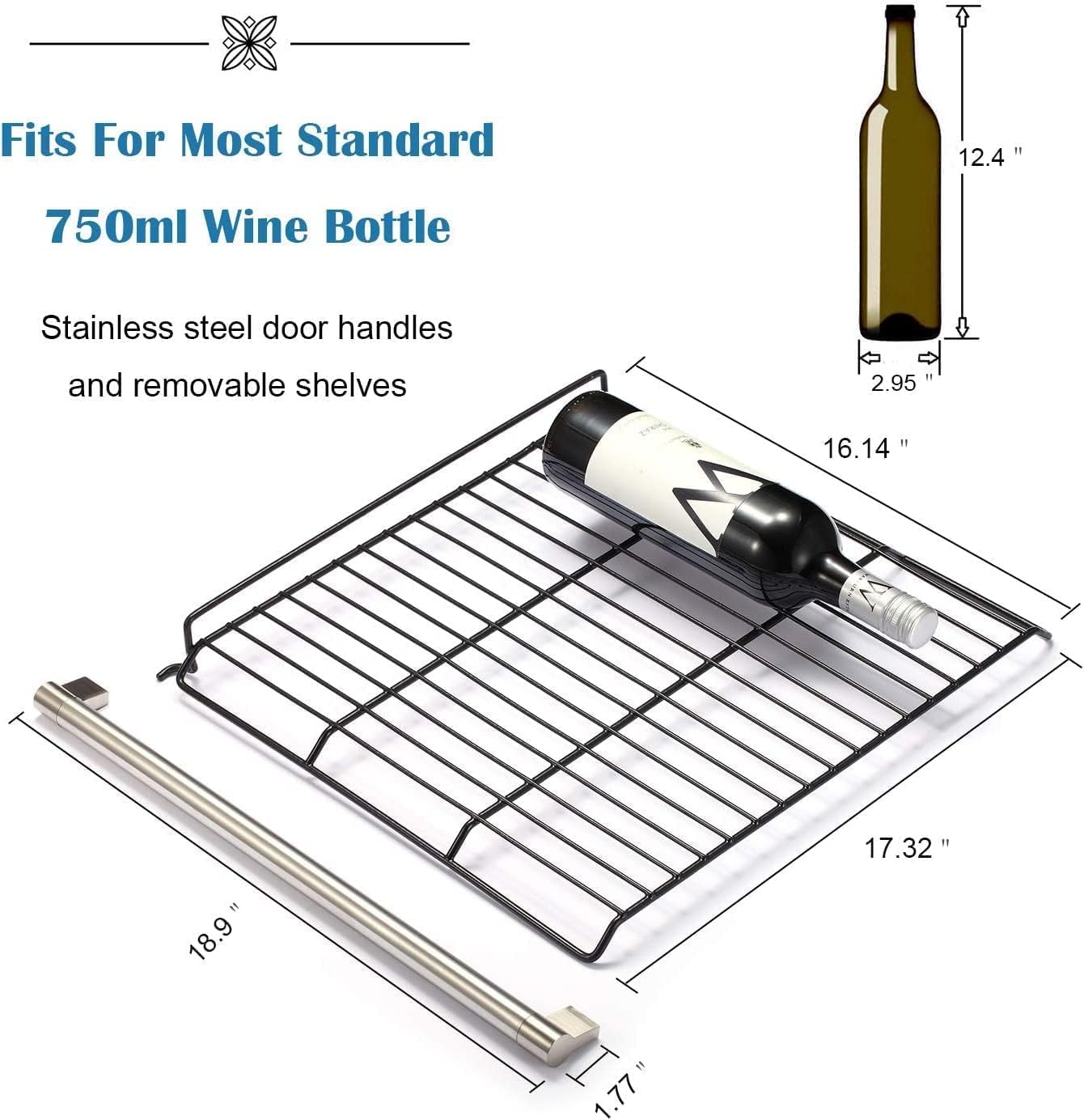 Antarctic Star Wine Cooler/Cabinet Drink Refrigerator Fridge, 36 Bottle Freestanding Wine Chiller with Stainless Steel, Double-Layer Glass Door Touch Screen for Home Office/Bar, 4.4Cu.Ft., Silver