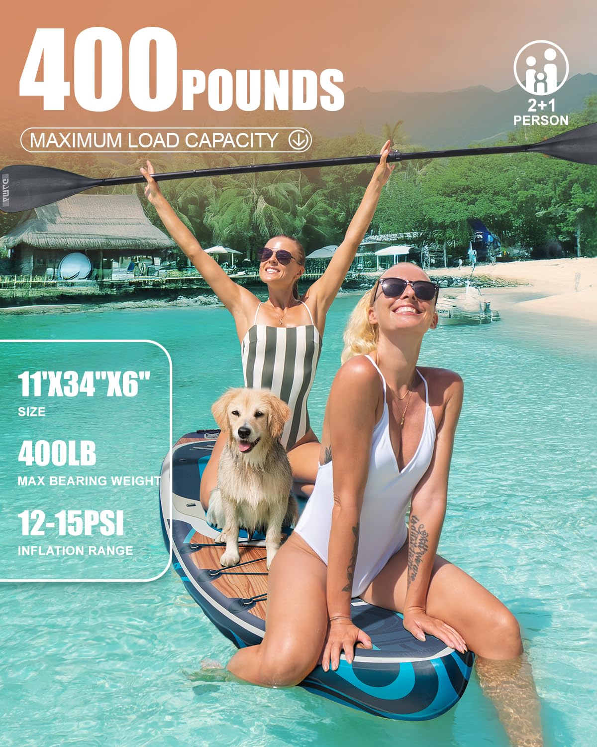 DAMA 11'*34"*6" Stand Up Paddle Board, Inflatable Paddle Board,Inflatable Paddle Boards for Adults w/a Wide, Smooth and Non Slip Deck, Versatile Styles, Suitable for Adults and Teenagers,Blue.