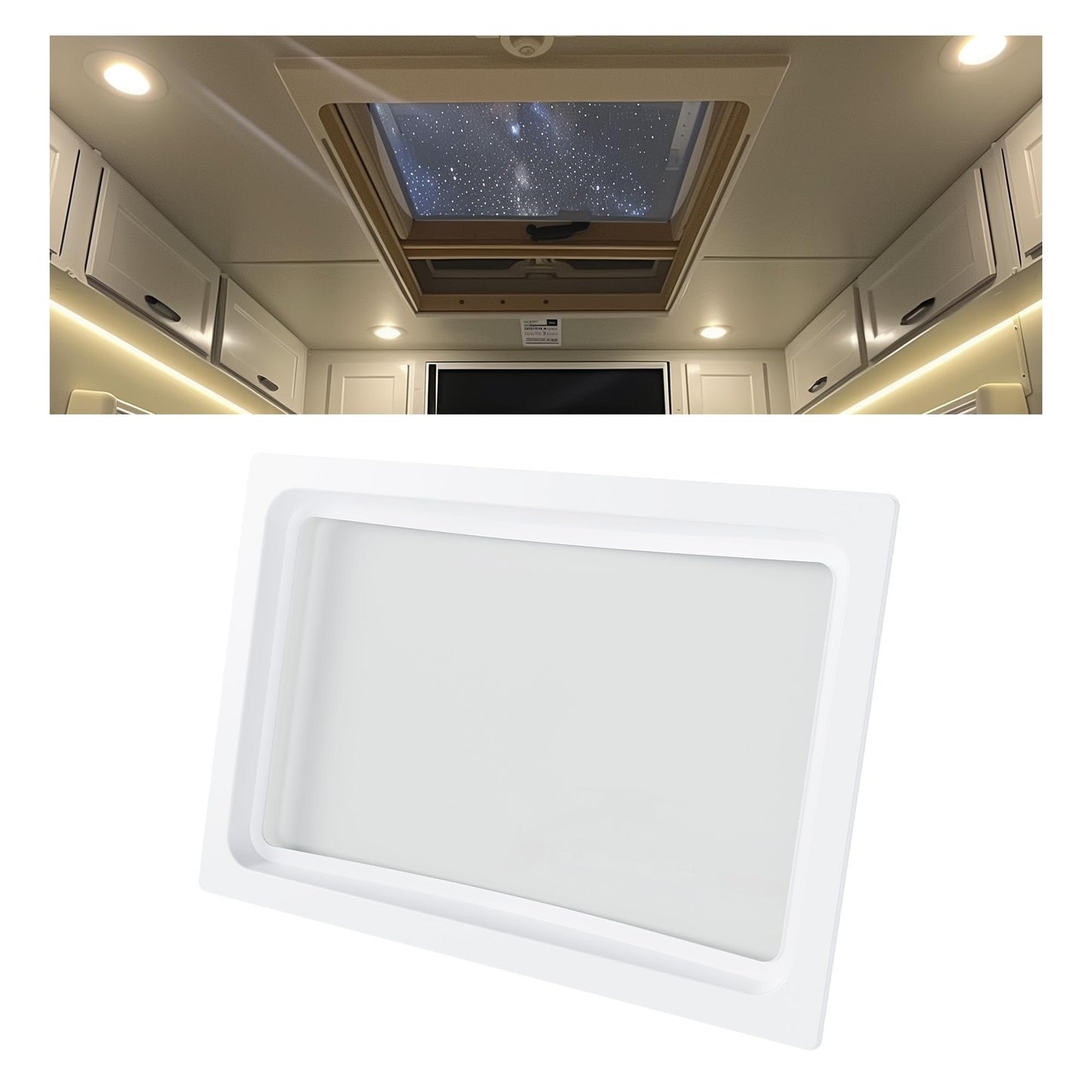 HECASA RV Skylight Inner Dome Replacement Cover - 14in x 22in - Clear Plastic - Model MO-1428