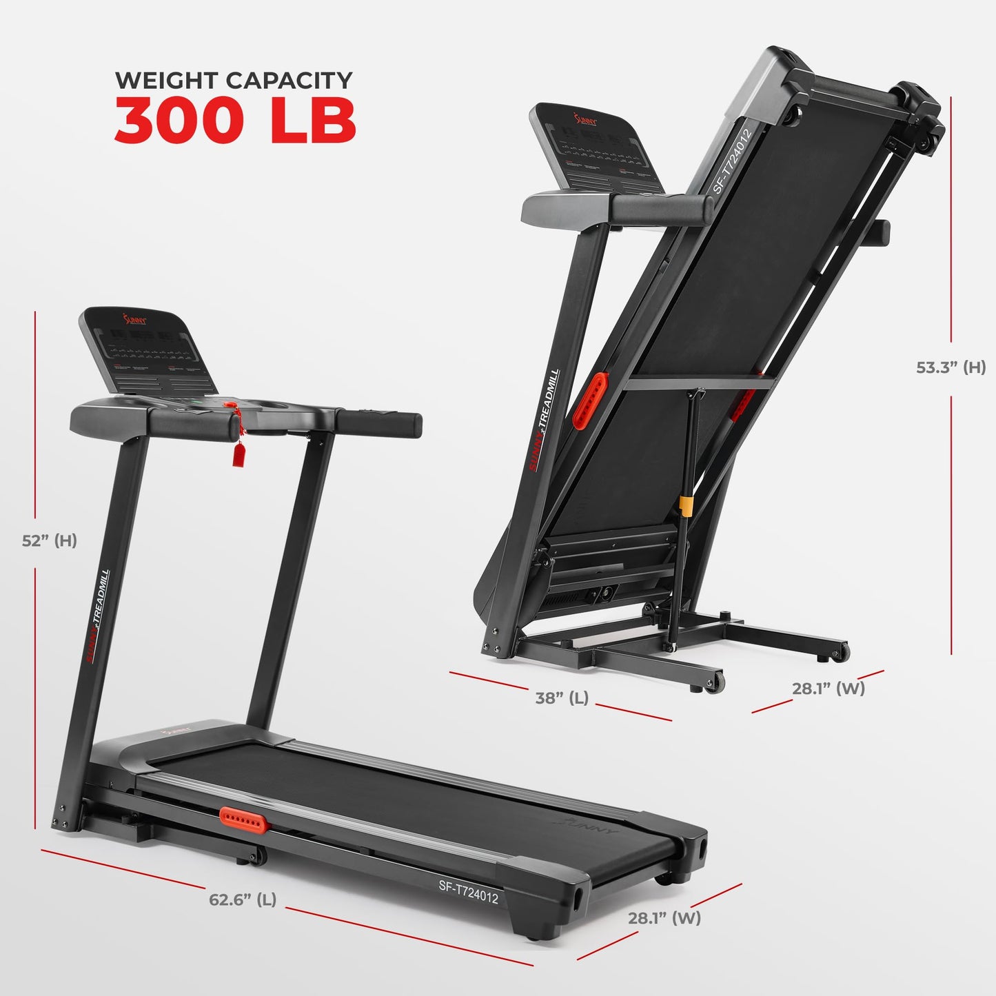 Sunny Health & Fitness Active 400 Smart Auto Incline Treadmill – Foldable Running Machine w/Bluetooth, Wi-Fi, 12% Incline, Shock Absorption & SunnyFit Fitness App - SF-T724012
