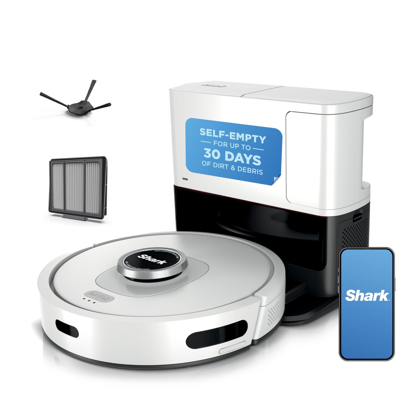 Shark Matrix Clean | Robot Vacuum Cleaner with Powerful Suction for Pet Hair, Rugs, Carpets & Hard Floors | Self-Empty Base | 60-Day Capacity | Voice Control | LiDAR Navigation | White | AV2511AE