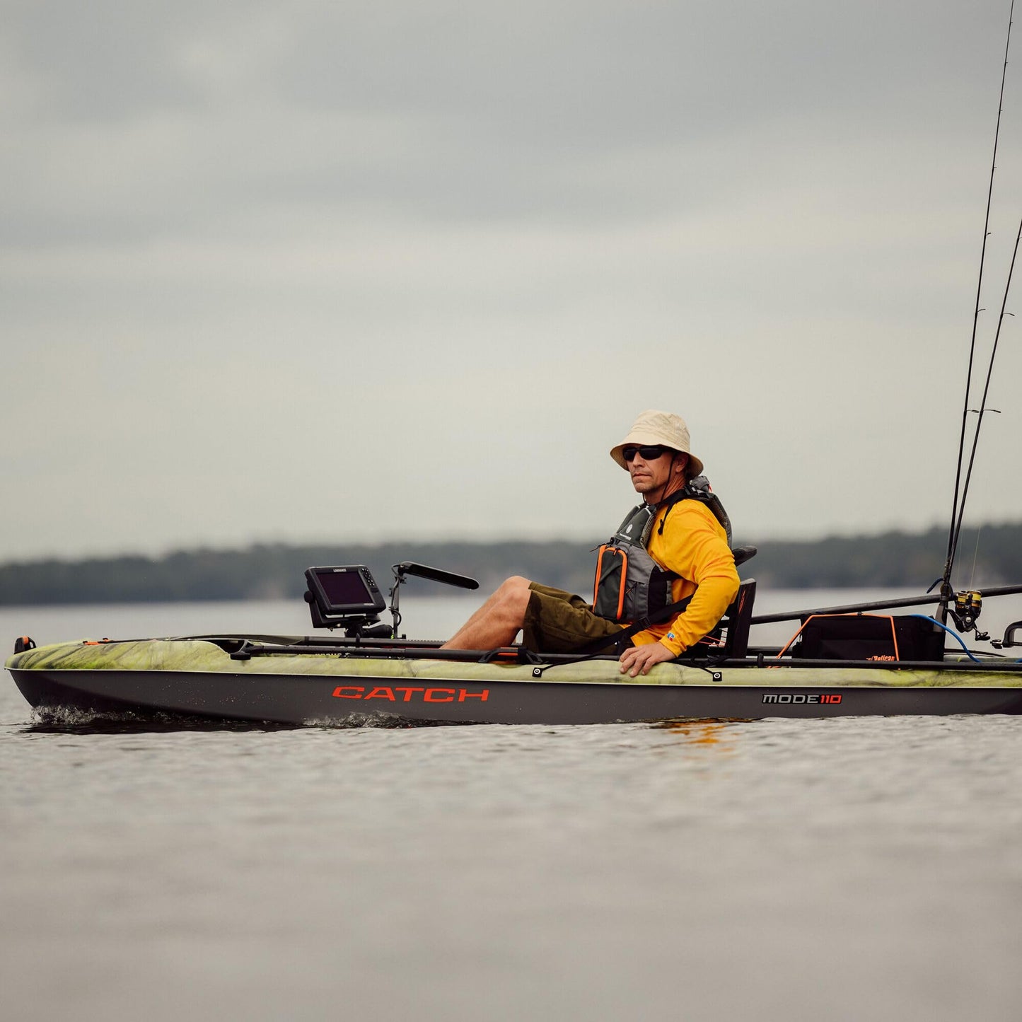 Pelican Catch Mode 110 TR Fishing Kayak - Angler Fishing Kayak with Ergoboost Seating System - Gear Rails -Venom - 10.5 ft
