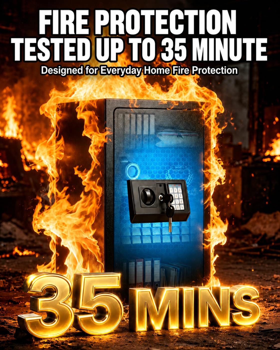35 Mins Fireproof Safe - 7.5 Cu Ft Home Safe Box, Fire Proof Safes, Security Safe Box with Digital Keypads for Home Office, Cash, Files,Keypad