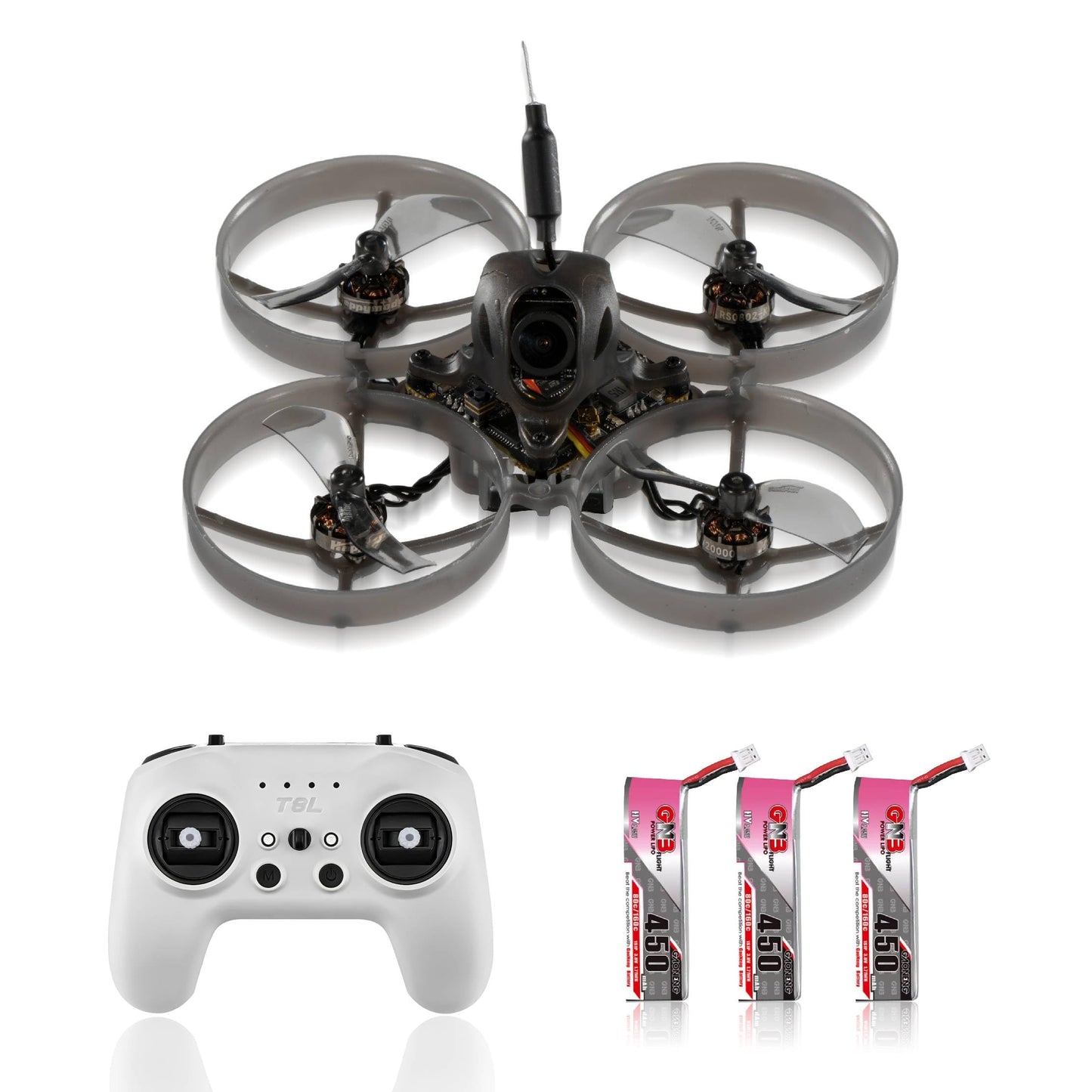 Mobula 7 1S 75mm Micro FPV Whoop Drone, RS080 Motor, Brushless Drone with 5-in-1 AIO Flight Controller, 3 PCS 450mAh Lipo Batteries, T8L Transmitter for FPV Quad Outdoor Freestyle
