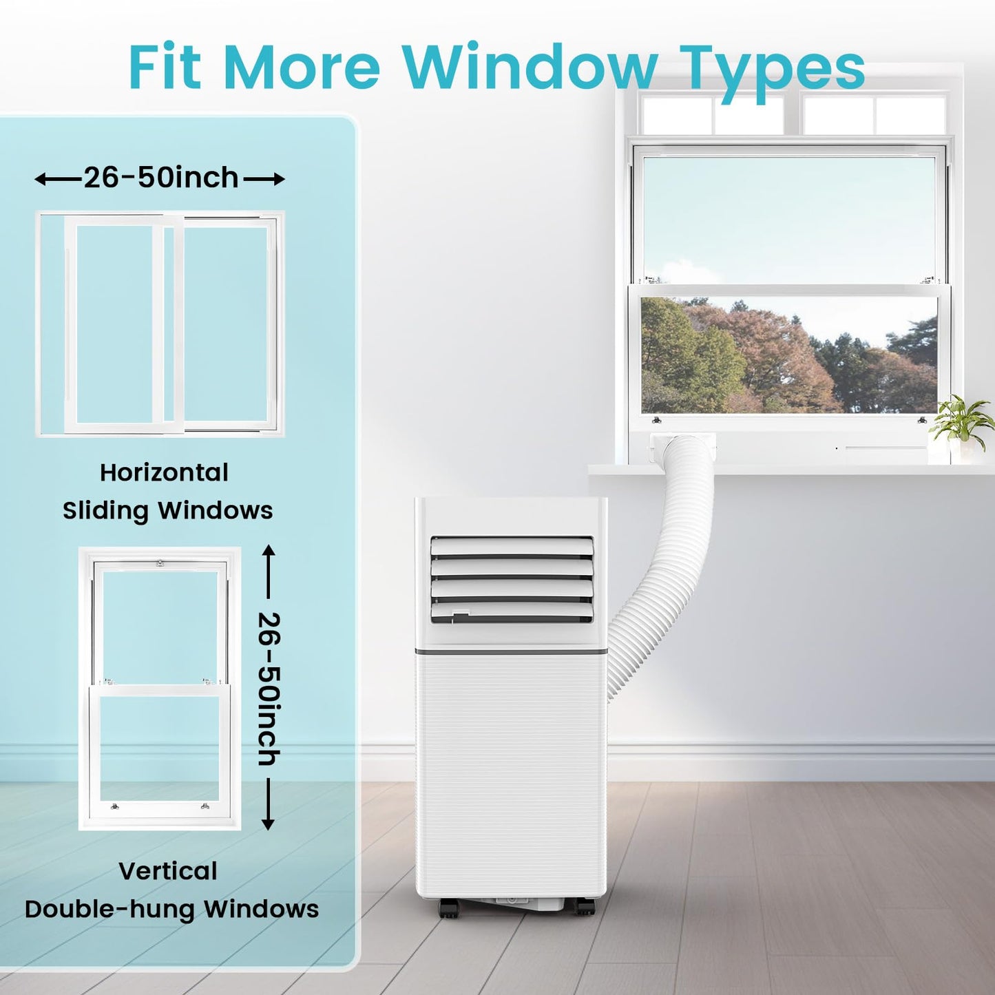 Antarctic Star Portable Air Conditioners 8,000 BTU, Small Portable AC with Cooling, Fan, Dehumidifier Function, 24H Timer, Cooling up to 350 Sq.Ft. Window Kit Panel, 62ºF and 86ºF Temperature Range