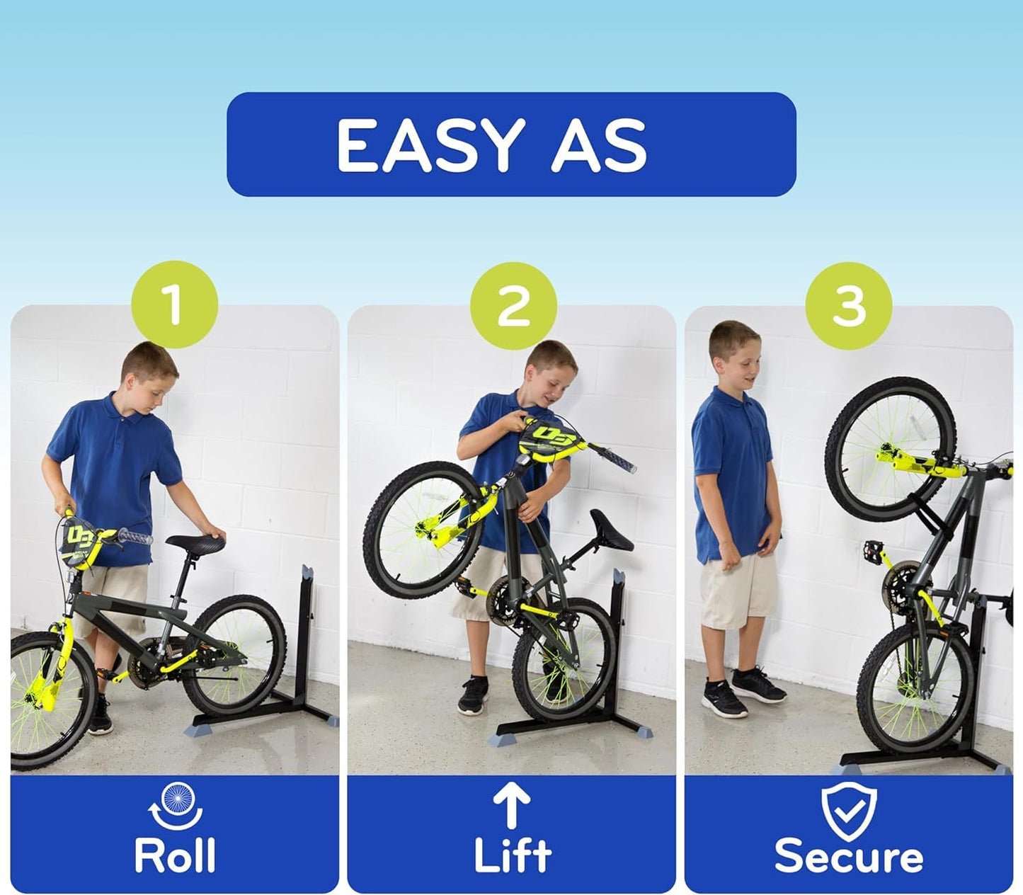 Bike Nook Stand & Vertical Storage Rack - 4 Pack with connectors- The Original Vertical Bicycle Floor Stand for Garage Storage and Indoor and Outdoor use, No Drilling Required