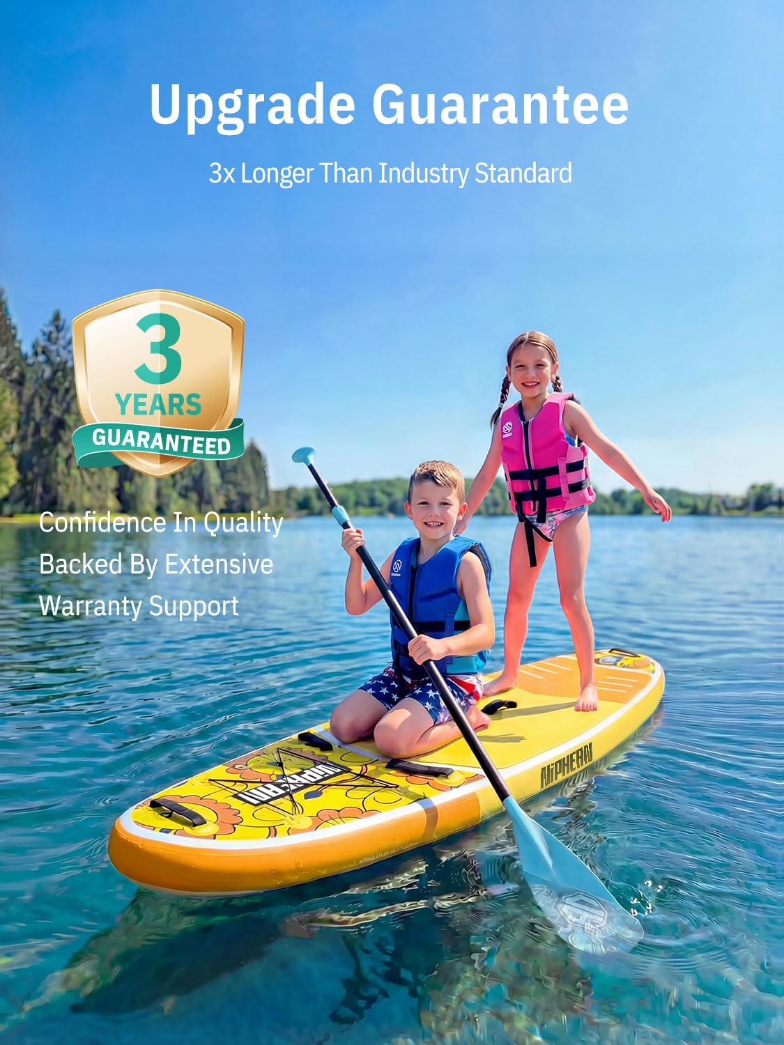 Niphean（Ultra-Light） Inflatable Paddle Board with StabilTrac Fin and Durable SUP Accessories, 10' Stand Up Paddle Boards for Adults & Youth, Versatile Yoga Paddle Board, Gift Ideas-Sunny Lion - Kids