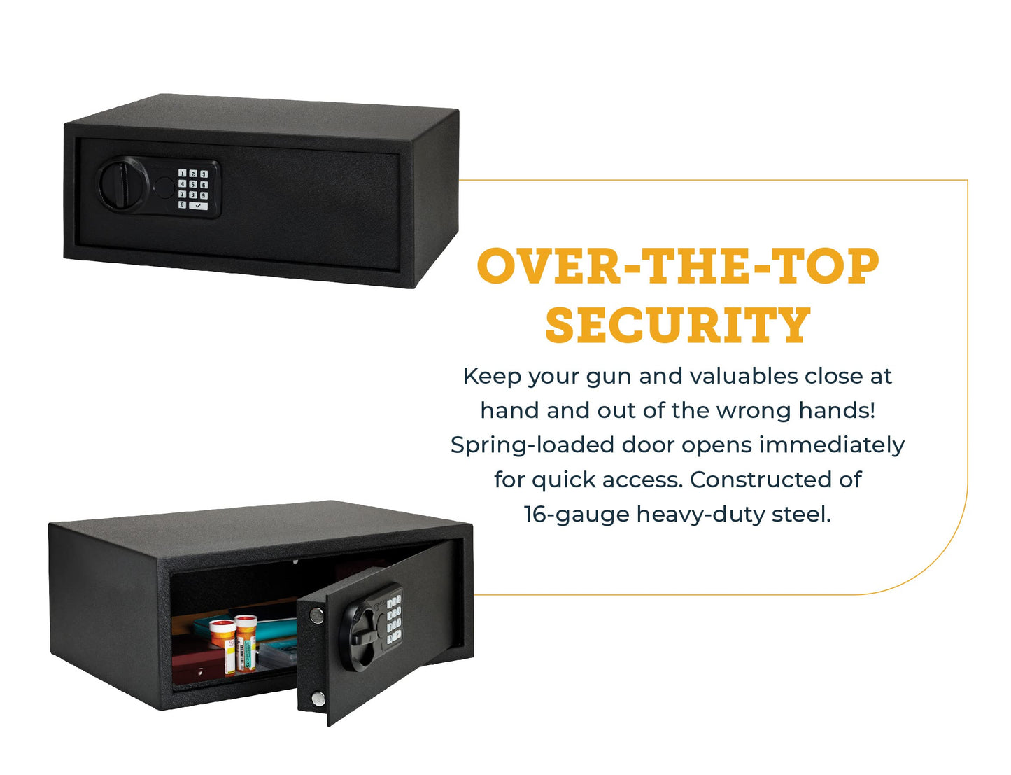 SnapSafe Gun Keypad Safe, XL – Keypad Handgun Safe for Your Pistol and Valuables – Electronic Keypad Entry with Backup Key – Black, Measures 20.5 x 14.8 x 8 Inches – Item 75435