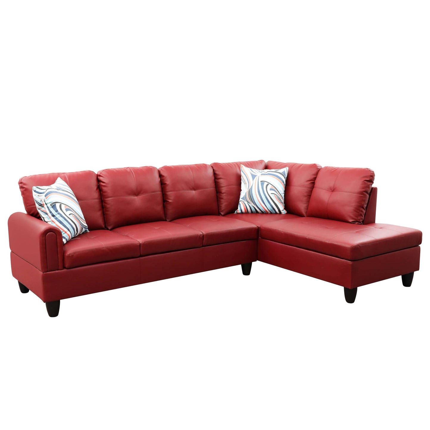 NicBex Sectional Couch 3 Pieces Sofa Set, L-Shaped Modular Couches for Living Room, Furniture Sets with Lounge Chaise & Storage Ottoman, Multi-Scene Use for Apartment & Office, Ruby