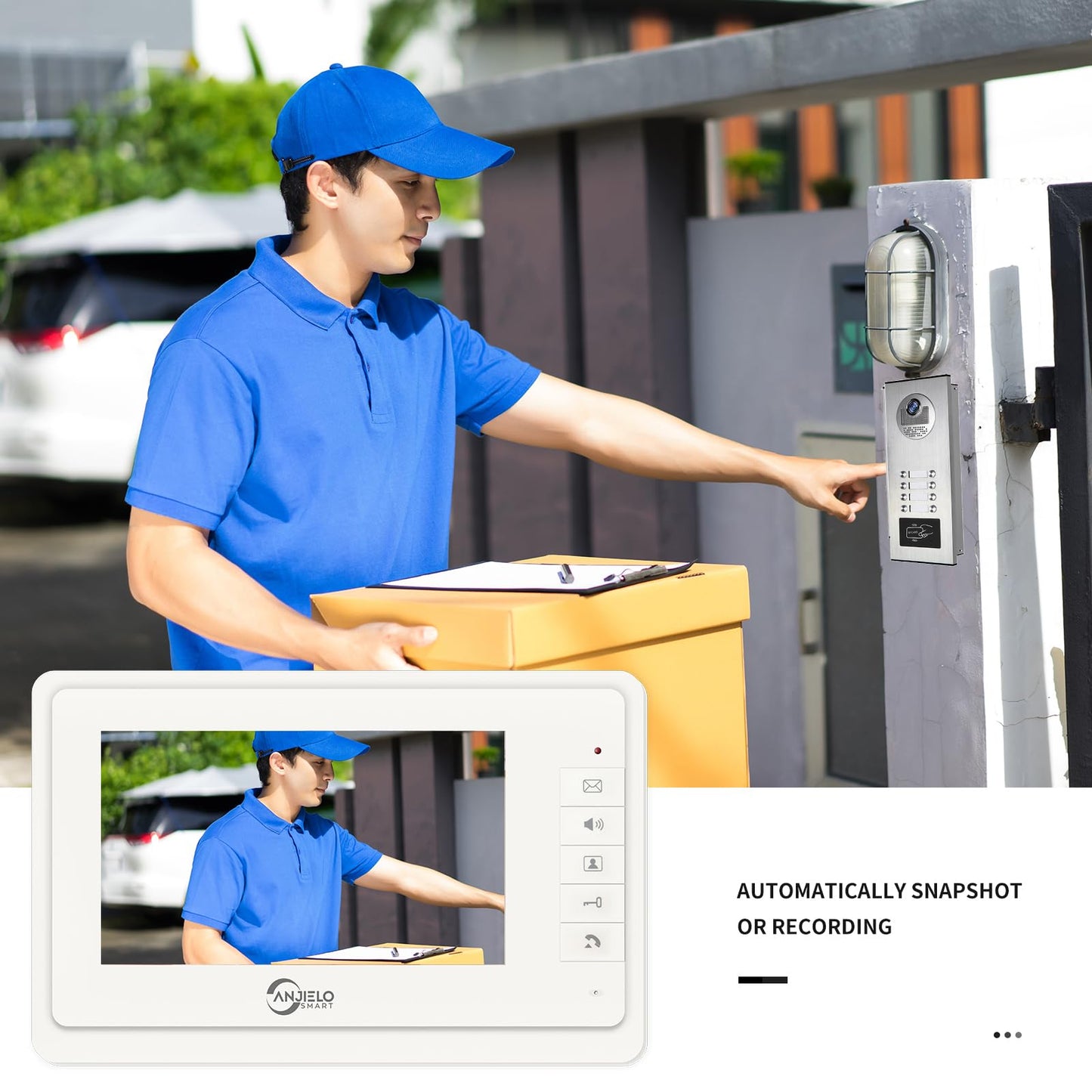 Wired Video Apartment Intercom System,2/3/4/6/8/10/12 Units 7 inch Monitor Video Door Phone Kit,Indoor Outdoor Video Doorbell, ID Card Unlock, 2 Way Audio for Home (for 8 Family)