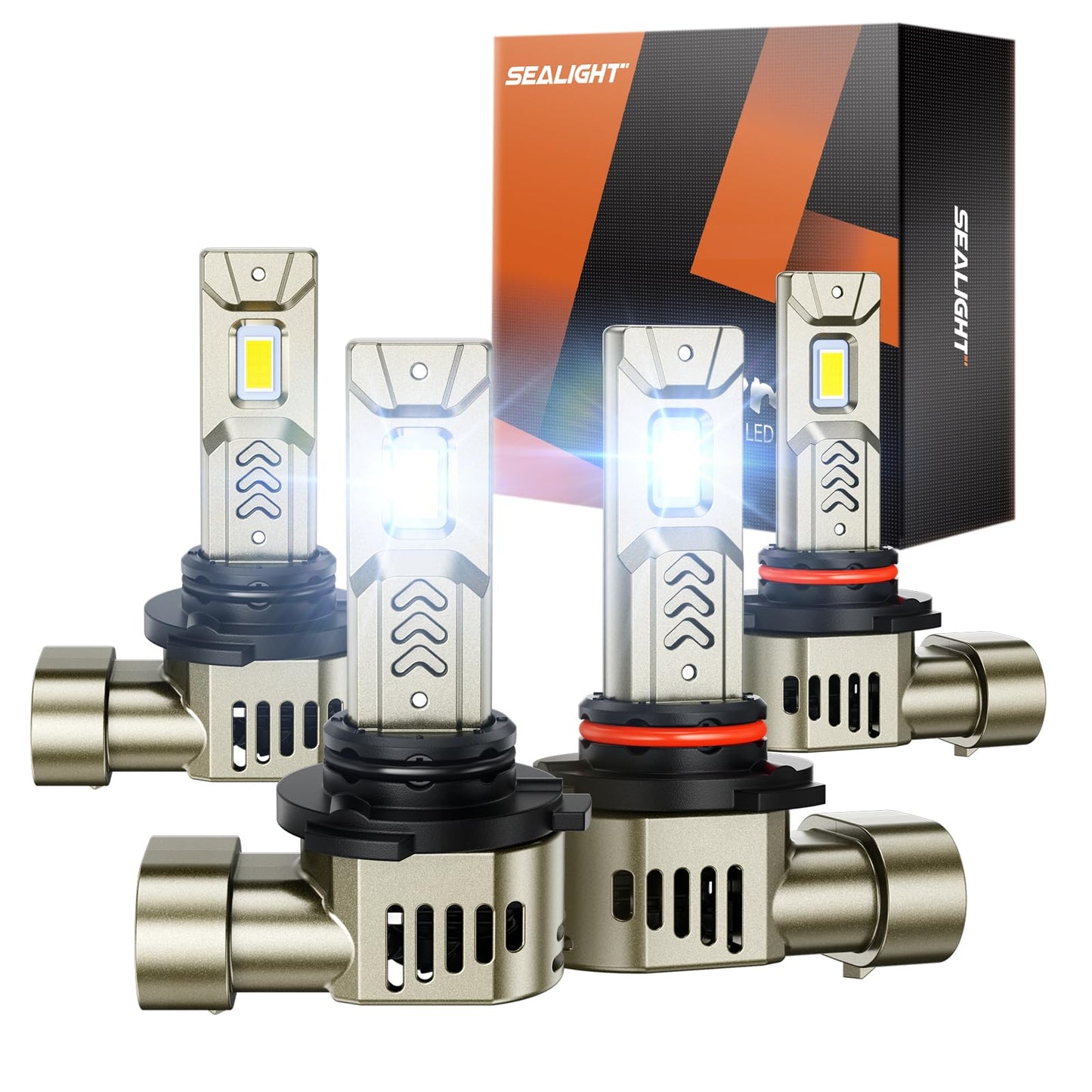 SEALIGHT 9006/HB4 9005/HB3 LED Bulb Combo, 6500K White, Aluminum, 20 Year Lifespan, Pack of 4