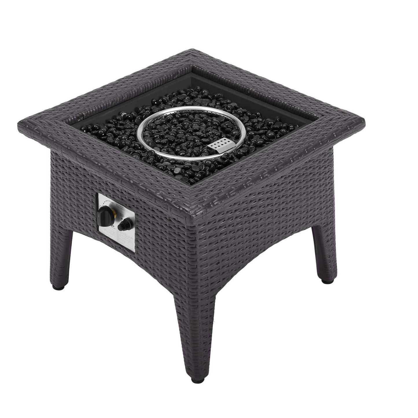 Modway EEI-3727-EXP-TRQ-SET Convene 3 Piece Set Outdoor Patio with Fire Pit, Espresso Turquois