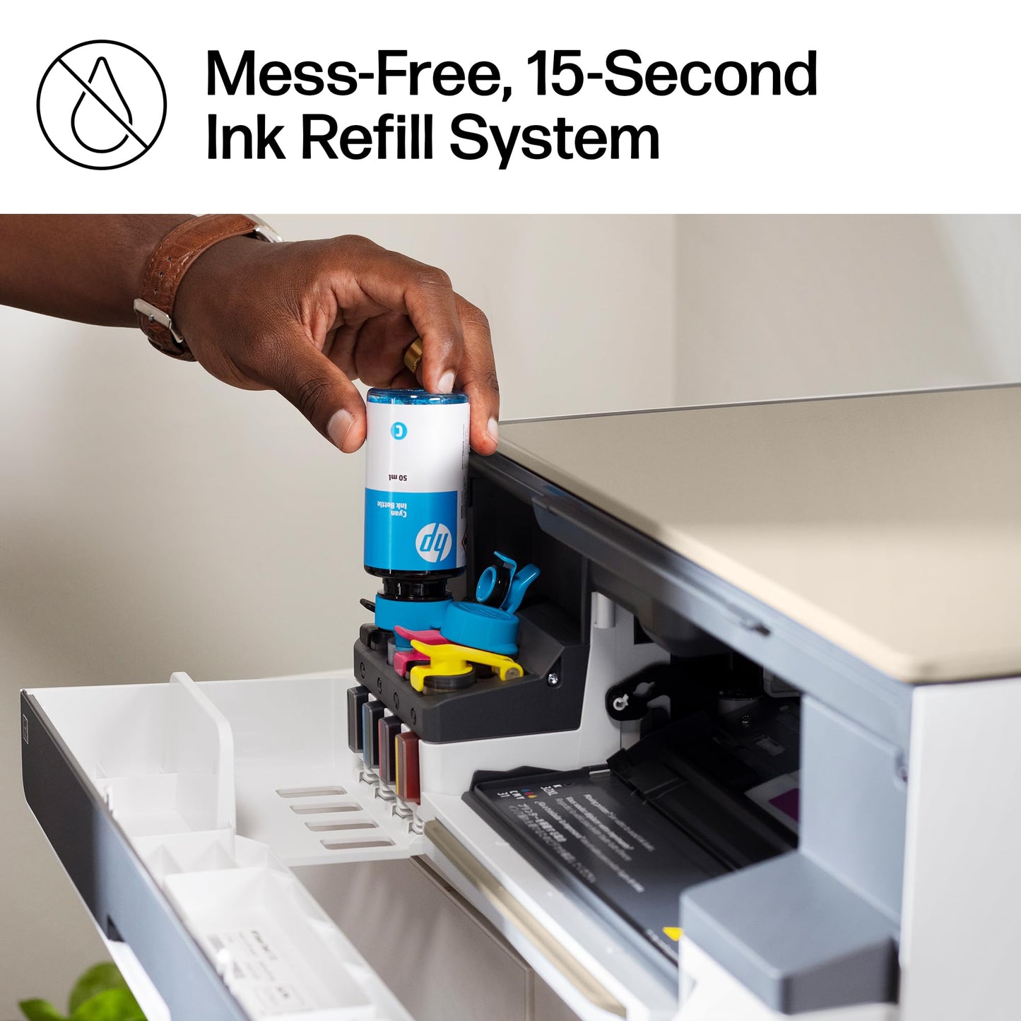 HP Smart Tank 5000 Wireless All-in-One Ink Tank Printer, Scanner, Copier with 2 Years of Ink Included, Best-for-Home, Cartridge-Free, Refillable and AI-Enabled. (5D1B6A)