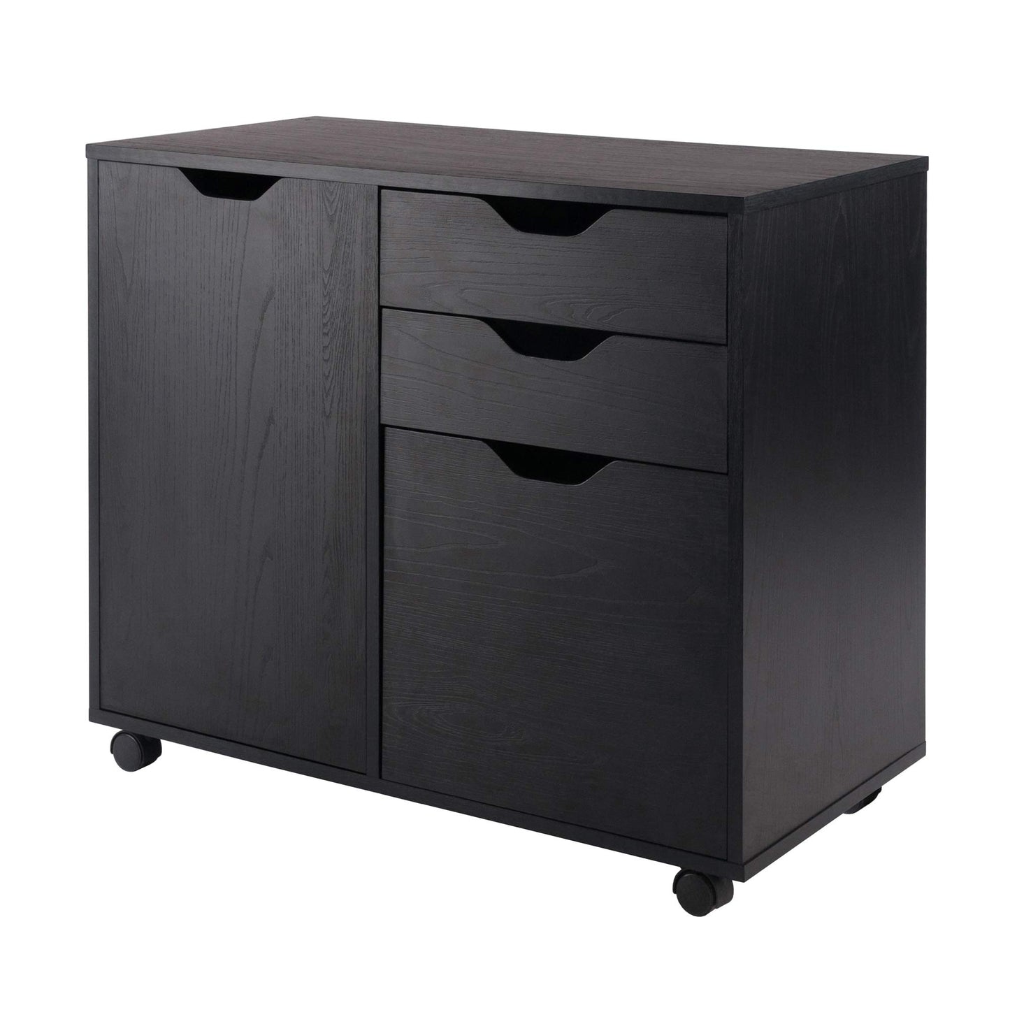 Halifax 3-Pc Cabinet Set with File Drawer, Black