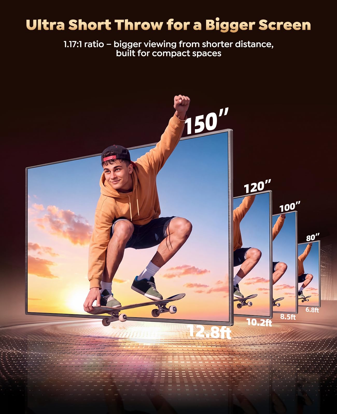 Smart 4K Projector [Google TV Stick Built-in & 360° Stand] with WiFi 6, Bluetooth 5.3, HDR10, 30W Hi-Fi, AI Auto Focus, Outdoor Portable Short Throw Movie Projector for Home Theater Bedroom Ceiling
