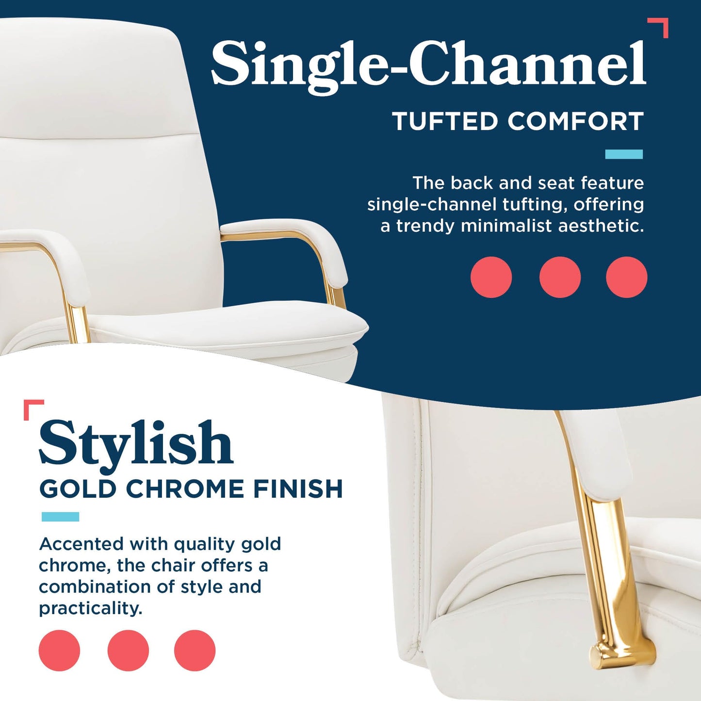 La-Z-Boy Opus Ergonomic Bonded Leather Swivel Executive Chair, White and Gold (CCHR10015A)