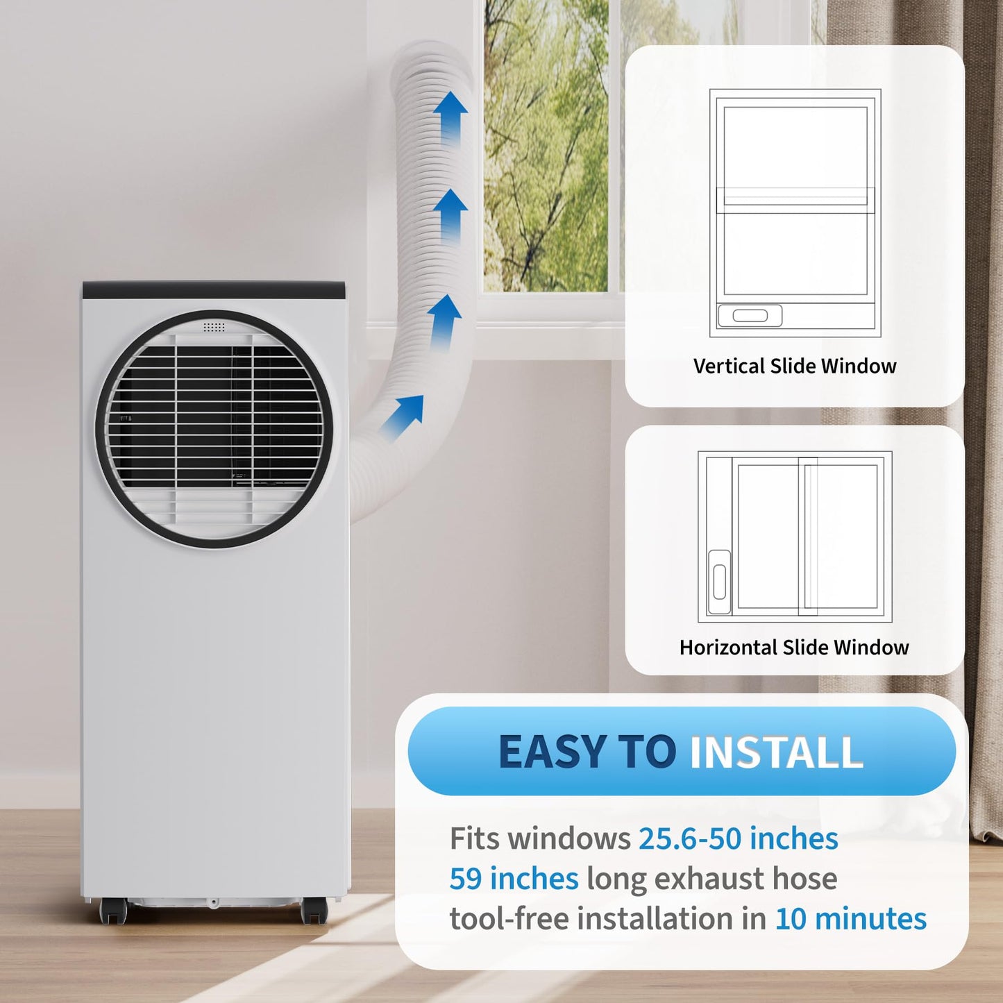 ActiveTrail Portable Air Conditioner, 8,000 BTU AC Unit for Bedroom, Portable AC with Remote, Small Air Conditioner for Room, 3-in-1 Portable AC Unit Cools, Dehumidifies & Fans for Home Office, White