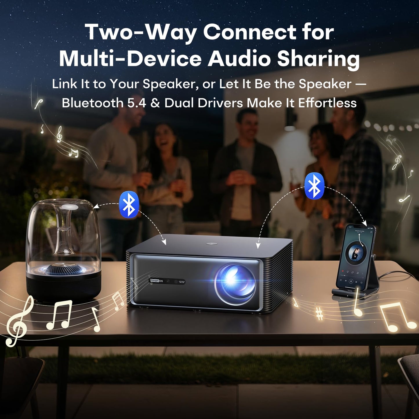 Boldever 3000 ANSI Google TV Smart Projector - 4K Projector with WiFi and Bluetooth, 20W HiFi Speakers Outdoor Movie Proyector, Auto Focus & Keystone Projector for Home Theater Indoor