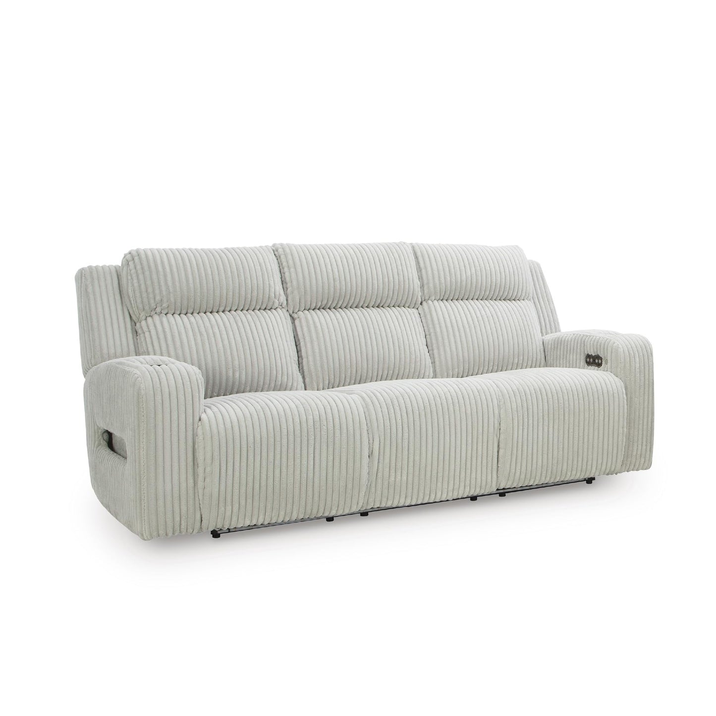 Signature Design by Ashley Broad Cove Modern Power Reclining Sofa with Drop Down Table, Audio Sound System and Adjustable Headrest, White