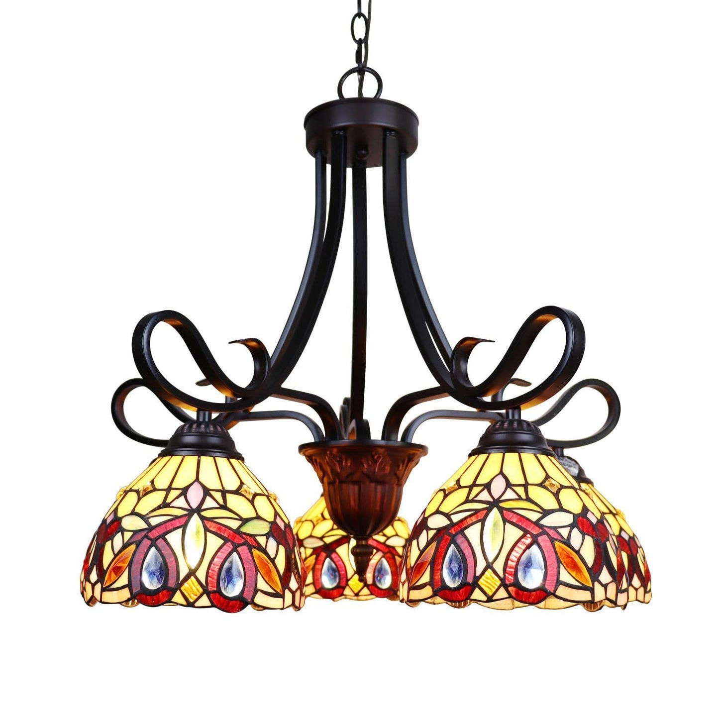 Chloe Lighting Serenity Victorian Tiffany-Style Chandelier 25in Wide, Dark Bronze, Multicolor, Model CH33353VR25-DD5