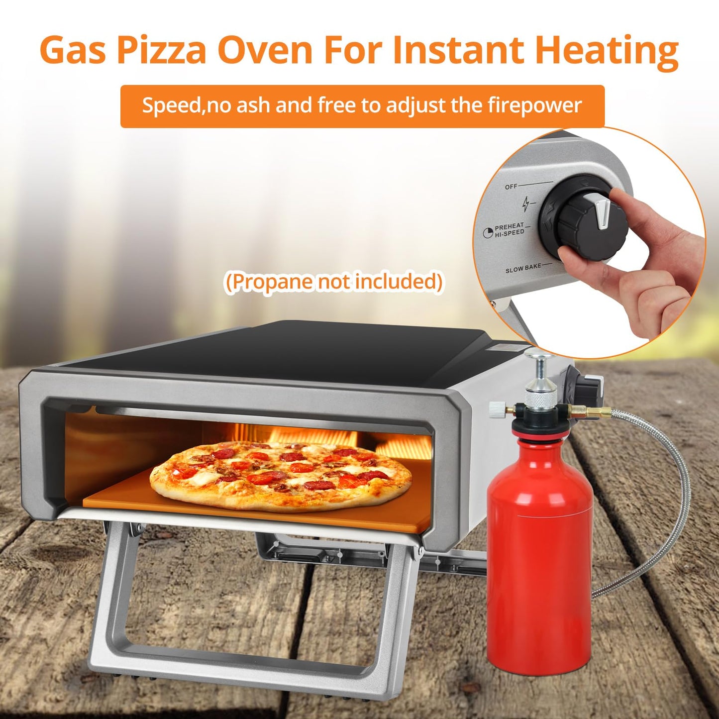 Garvee Pizza Oven Outdoor Gas Propane Portable Pizza Ovens, 12" Stainless Steel for Outside Backyard Kitchen Camp With Accessories Kit
