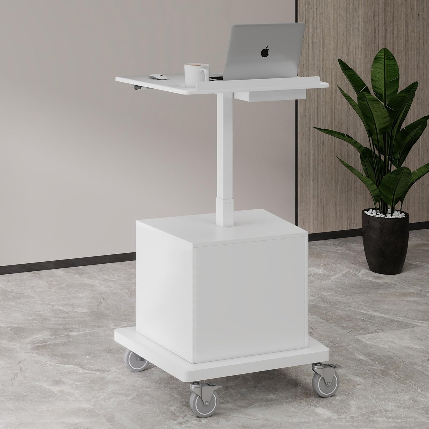 Natwind Mobile Workstation,Teachers Podium with Drawer & Open Cabinet