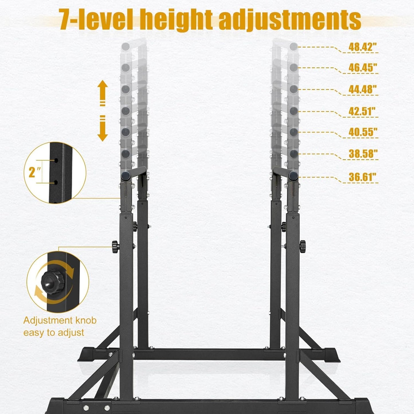 Bongkim Dip Bar, Heavy Duty Dip Station with 7 Height Levels, 800lbs Adjustable Parallel Bars for Tricep Dips Pull-Ups L-Sits Calisthenics Exercises Strength Training for Home Gym Outdoor (Matte black)