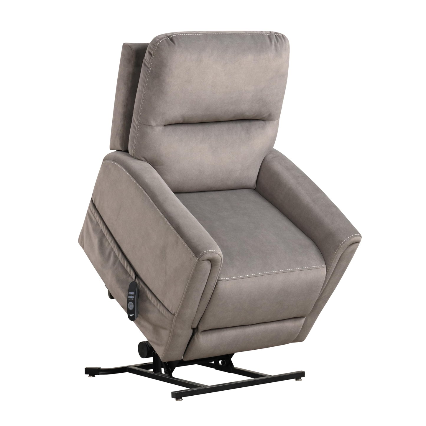 Furniture of America Nightfall Fabric Power Lift Recliner Chair with Steel Seat Box, Heating and Massage System, Wired Controller with USB-A Port for Living Room, Bedroom, Gray