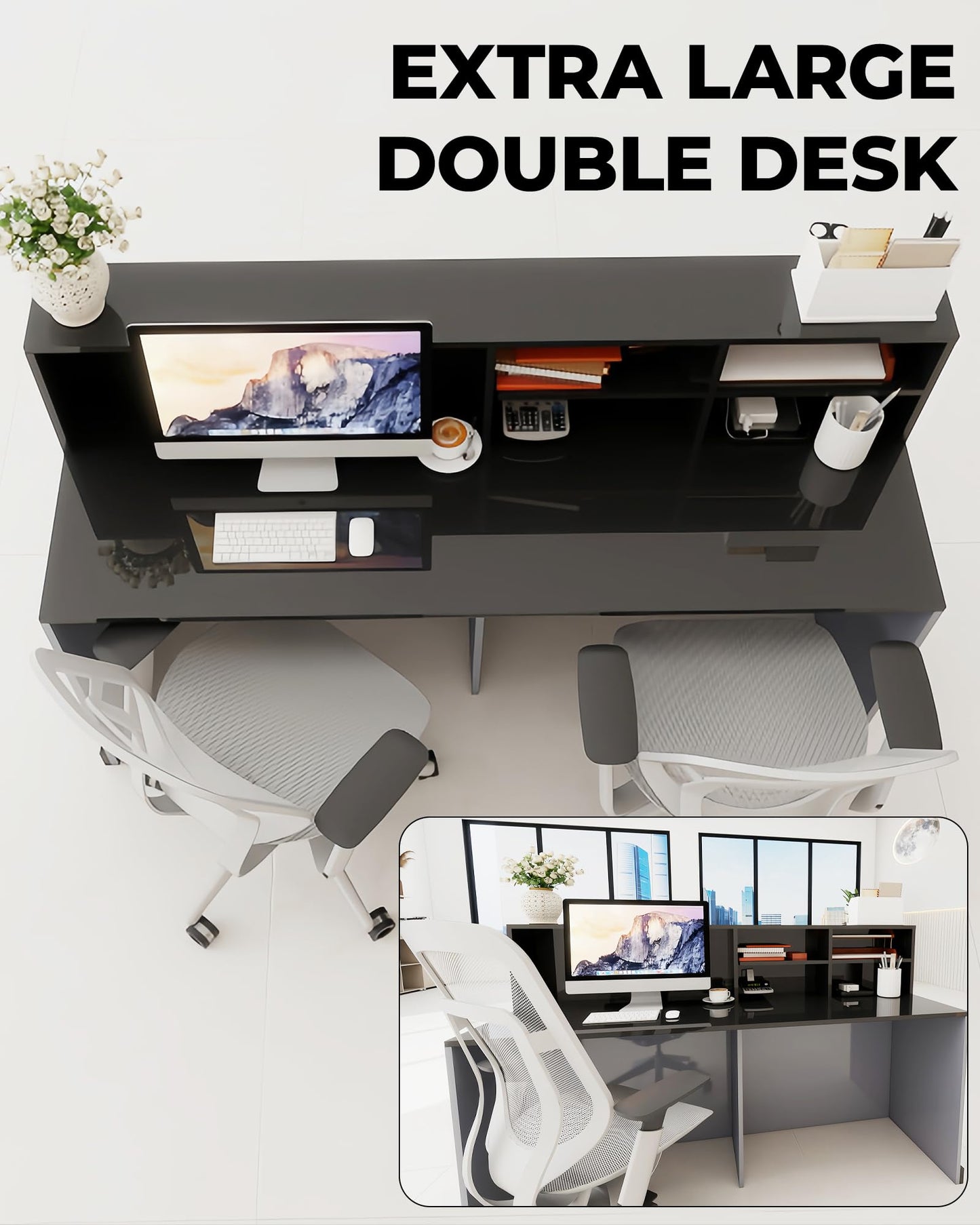 UZZUR Reception Desk, Front Desks with RGB LED Lights, Modern Reception Desk with Counter with Cable Grommet, Retail Counter for Home Office, Checkout, Beauty Salon, Barber