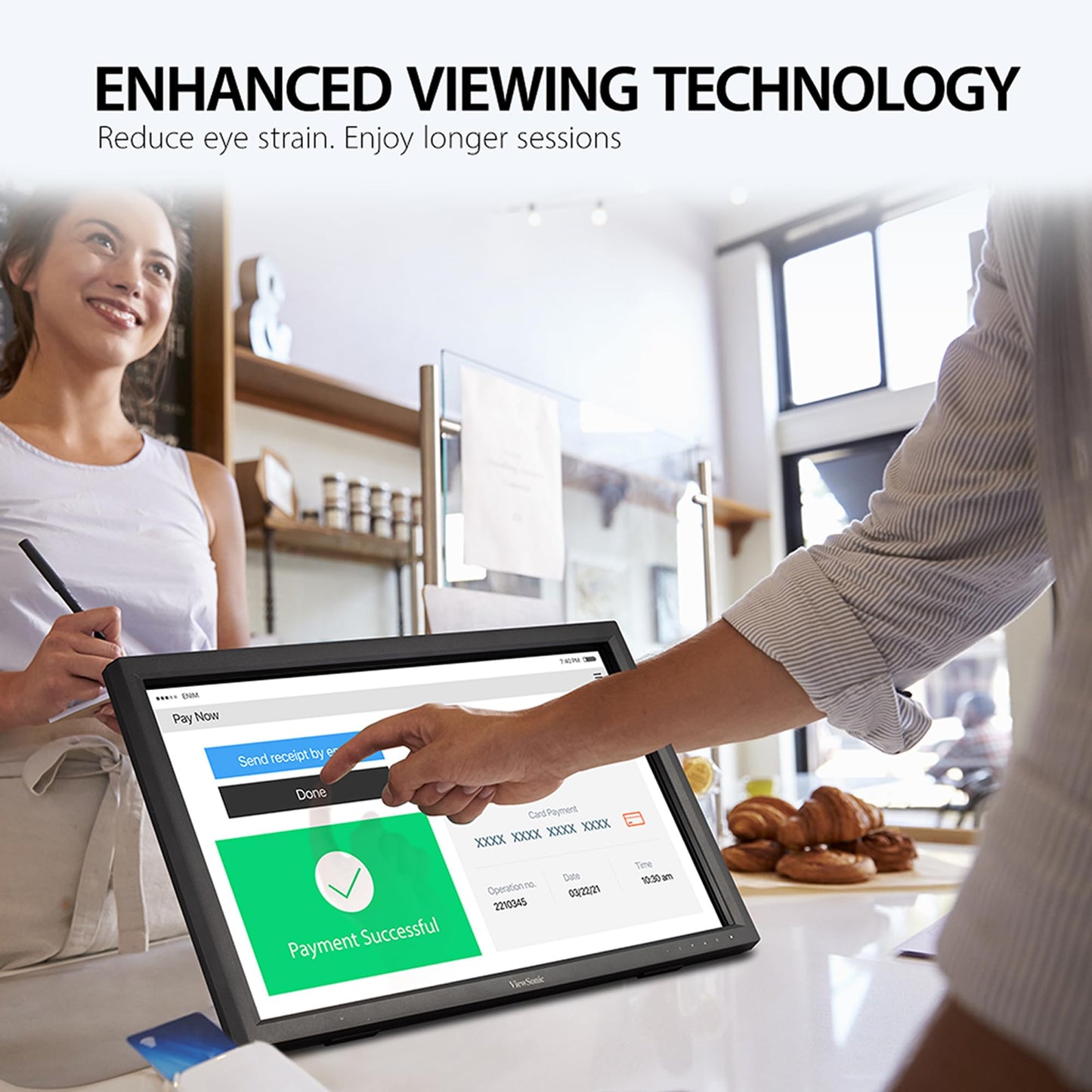 ViewSonic TD2423D 24 Inch 1080p Touch Screen Monitor, 10-Point Multi IR Touch for Retail POS and Kiosk, 7H Scratch-Resistant Glass, Eye Care, 100x100mm VESA Compatible, HDMI, VGA, DisplayPort, USB Hub