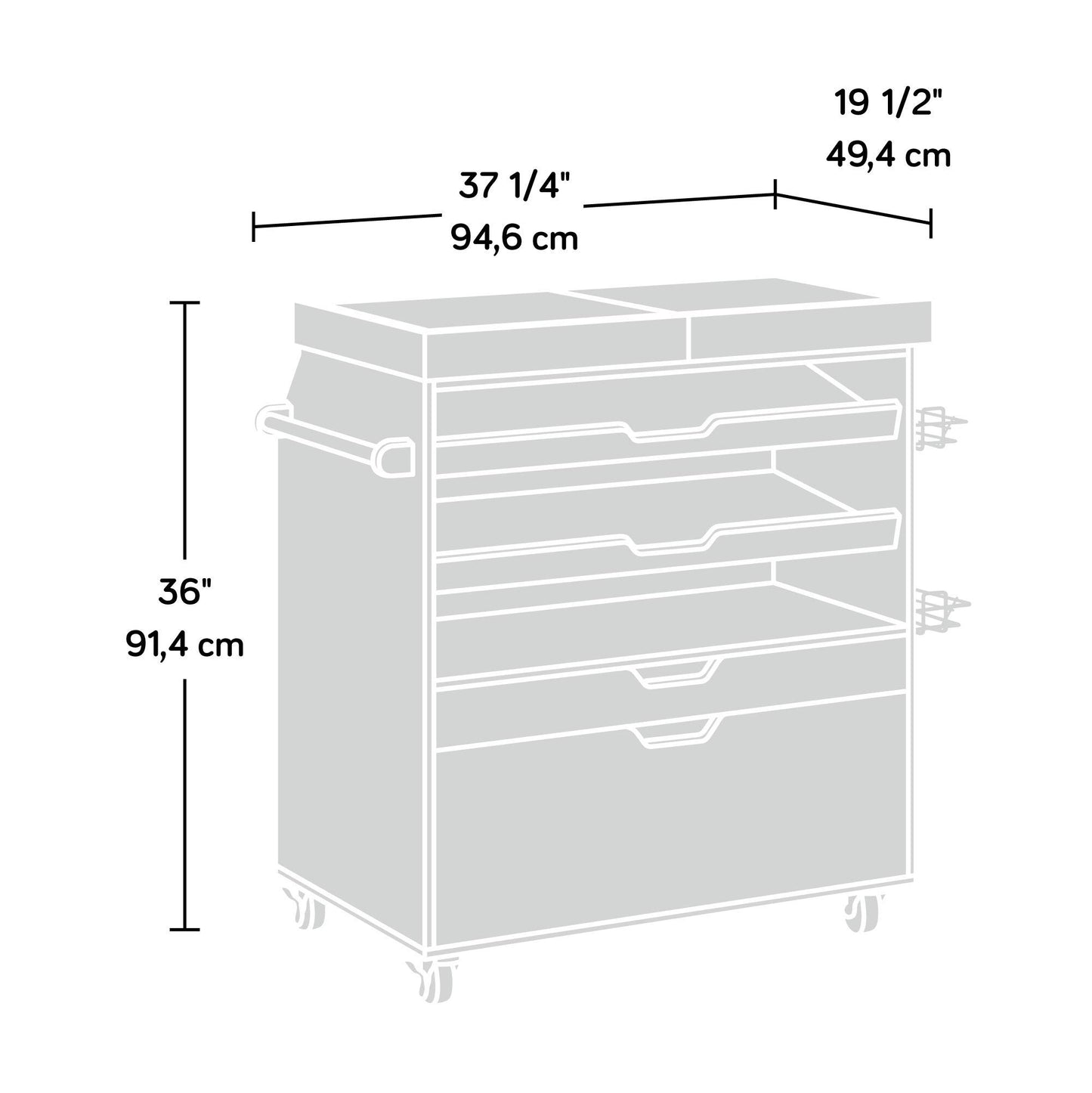 Sauder Craft Pro Series Craft Cart, Soft White finish