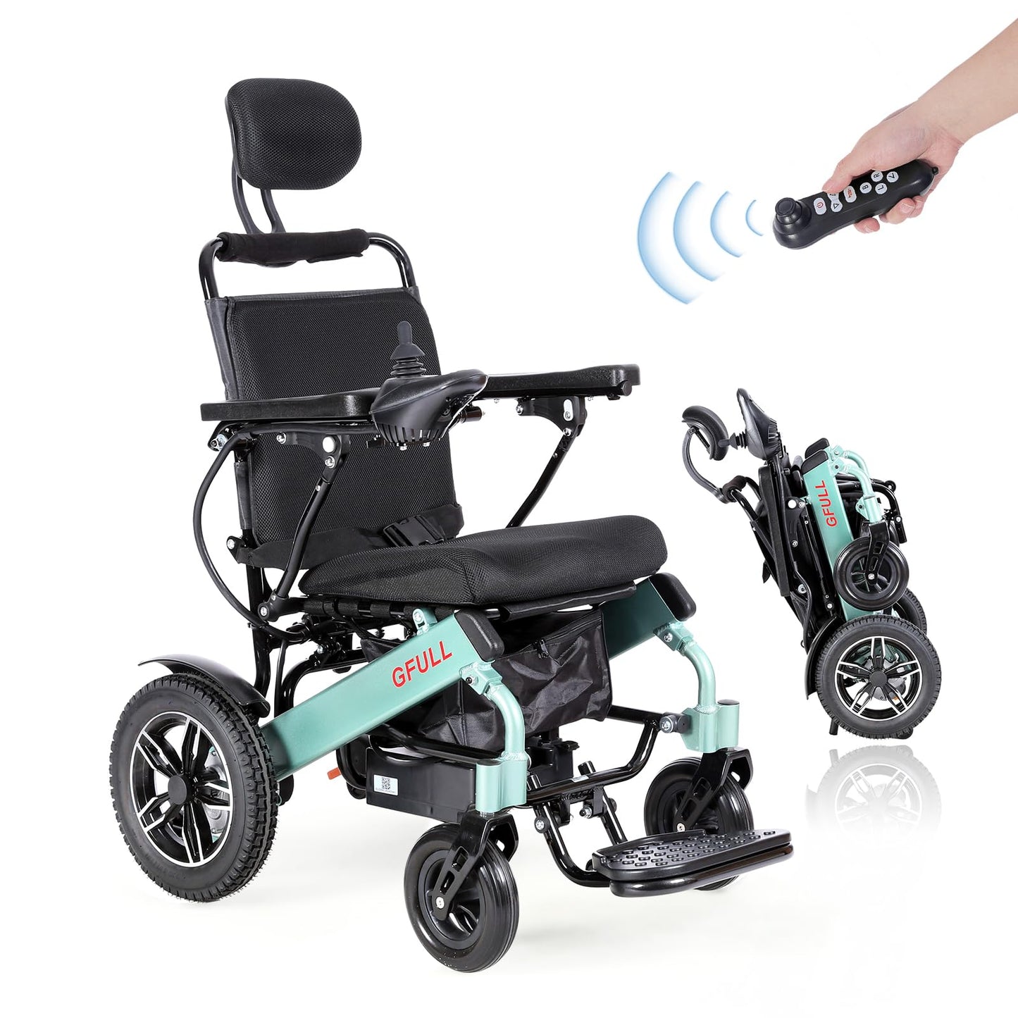 Electric Wheelchairs for Adults, Heavy Duty 66lbs 18" Wider Seat Aluminum Foldable Motorized Wheelchair with 12Ah Batteries & Dual Motors, 20 Miles Long Range 330 lbs Large Tire for Home, Park