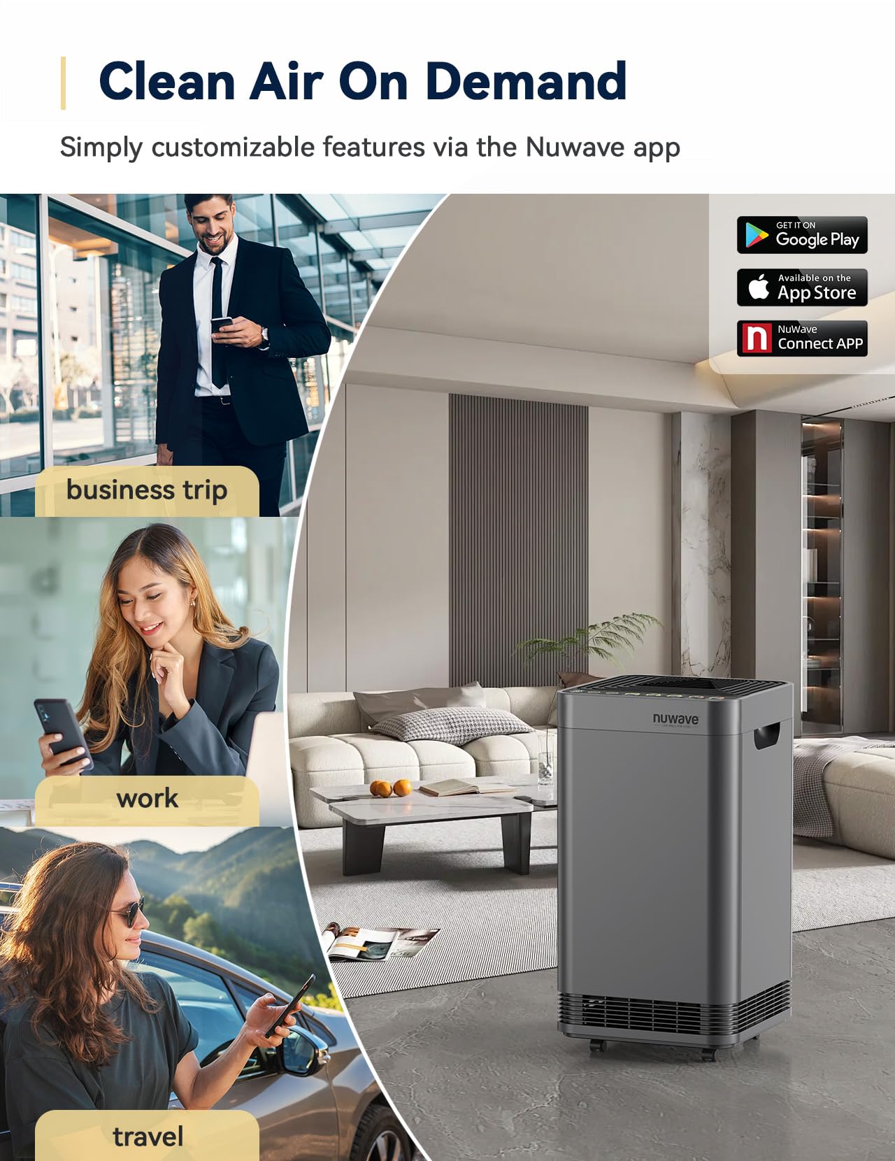 Nuwave OxyPure Zero Plus Air Purifier, Save on Filter Replacements, Covers up to 3210ft² Large Room with Powerful Motor, Captures 99.99% of Particles, Dust, Smells, Sleep Mode for Bedroom