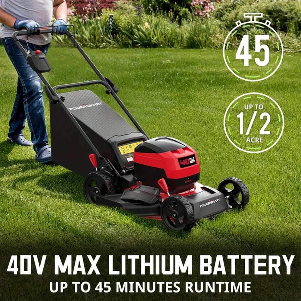 40V Cordless Lawn Mower 17" Walk Behind Mower, 3-in-1 Brushless Push Electric Lawn Mower with 4.0Ah Battery & Charge, 46L Grass Bag, 6 Adjustable Cutting Heights, for Garden/Patio/Yard/Lawn
