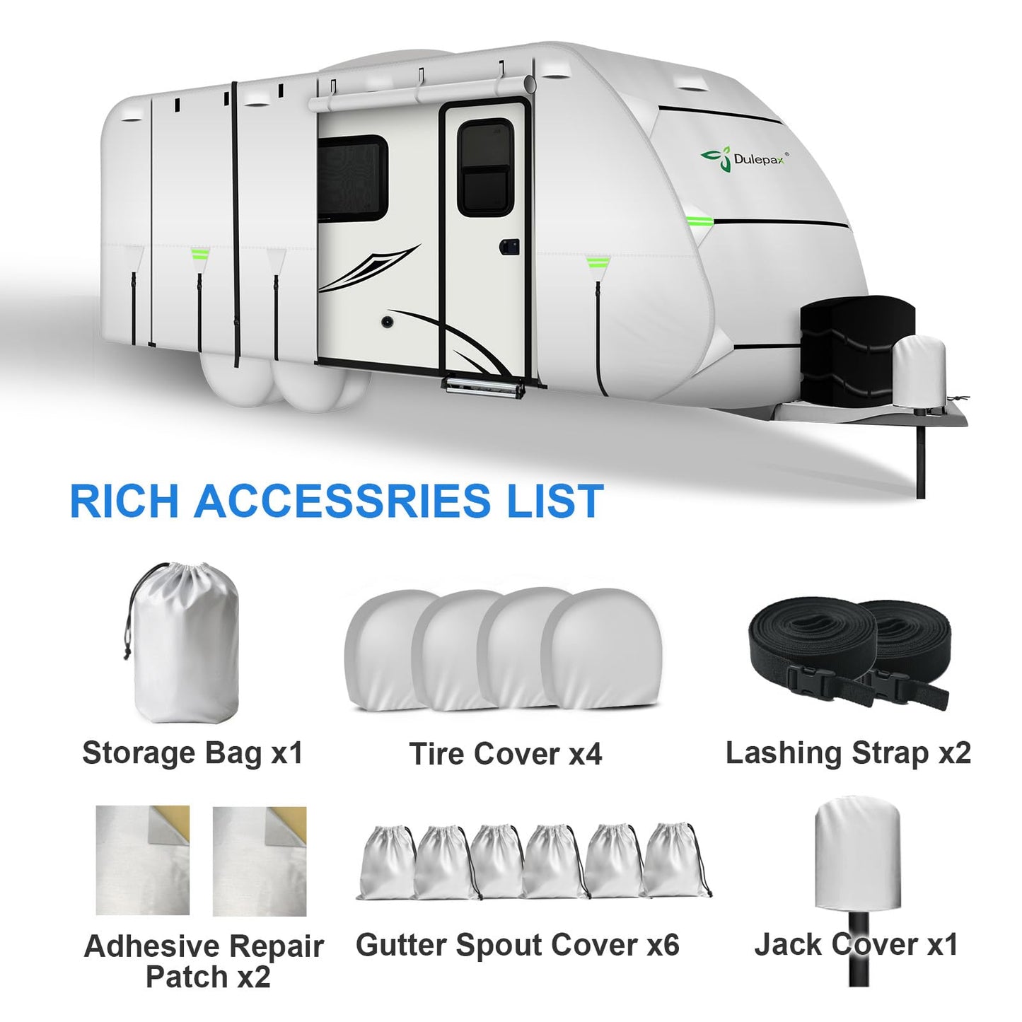 Dulepax Oxford RV Cover 27'-30' Travel Trailer Cover,Waterproof Camper Cover with 420D Oxford Fabric Anti-UV, Weatherproof, Ripstop Utility Trailer Covers