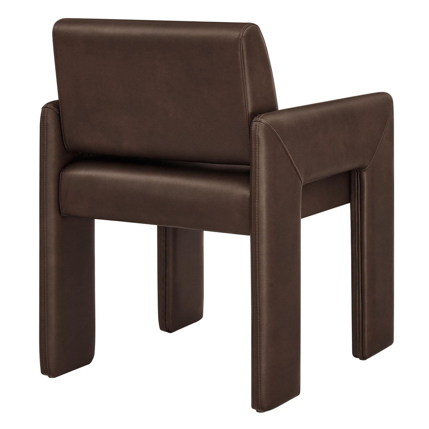 Modway Daven Fully Upholstered Vegan Leather Dining Chair in Espresso – Mid-Century Modern Faux Leather Accent Chair with Cushioned Seat for Living Room, Office, Bedroom