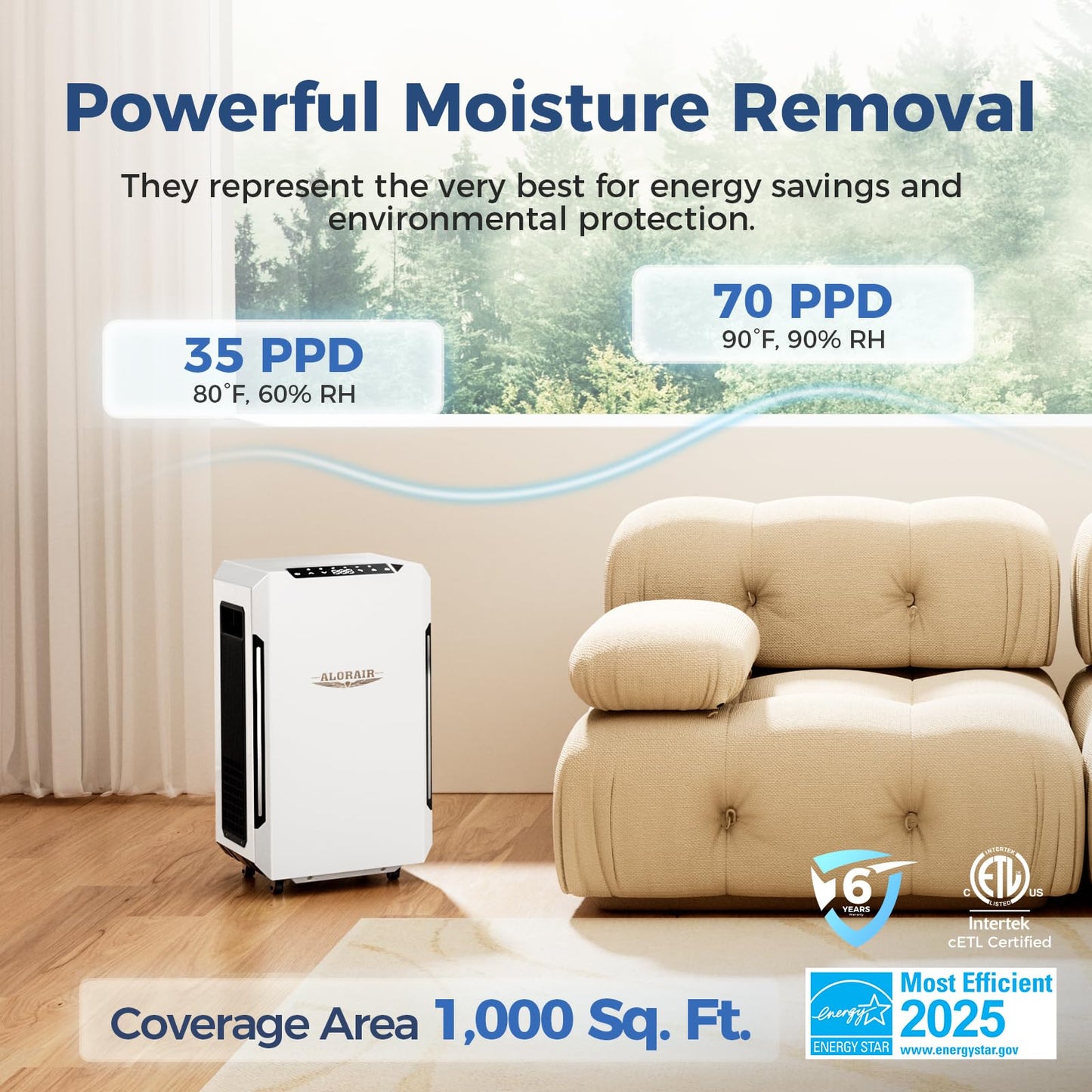 ALORAIR Energy Star Most Efficient Commercial-Grade Dehumidifier with Pump & Drain Hose Whole-House Dehumidifier for Basement, Home, Bathroom, Bedroom, Garage, Warehouse, Industrial 6-Year Warranty