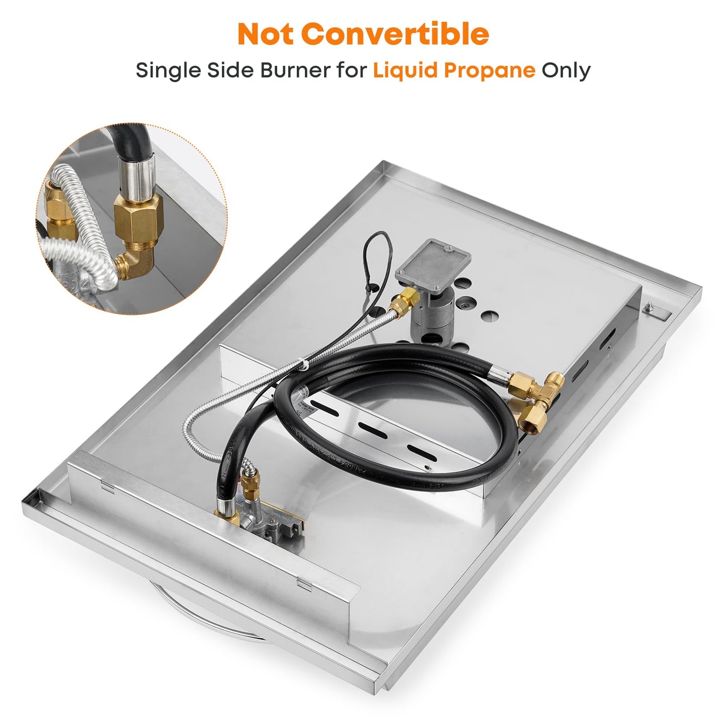 Stanbroil Built-in Single Side Burner for Outdoor Kitchen, 304 Stainless Steel Grilling Side Burners - Liquid Propane Only