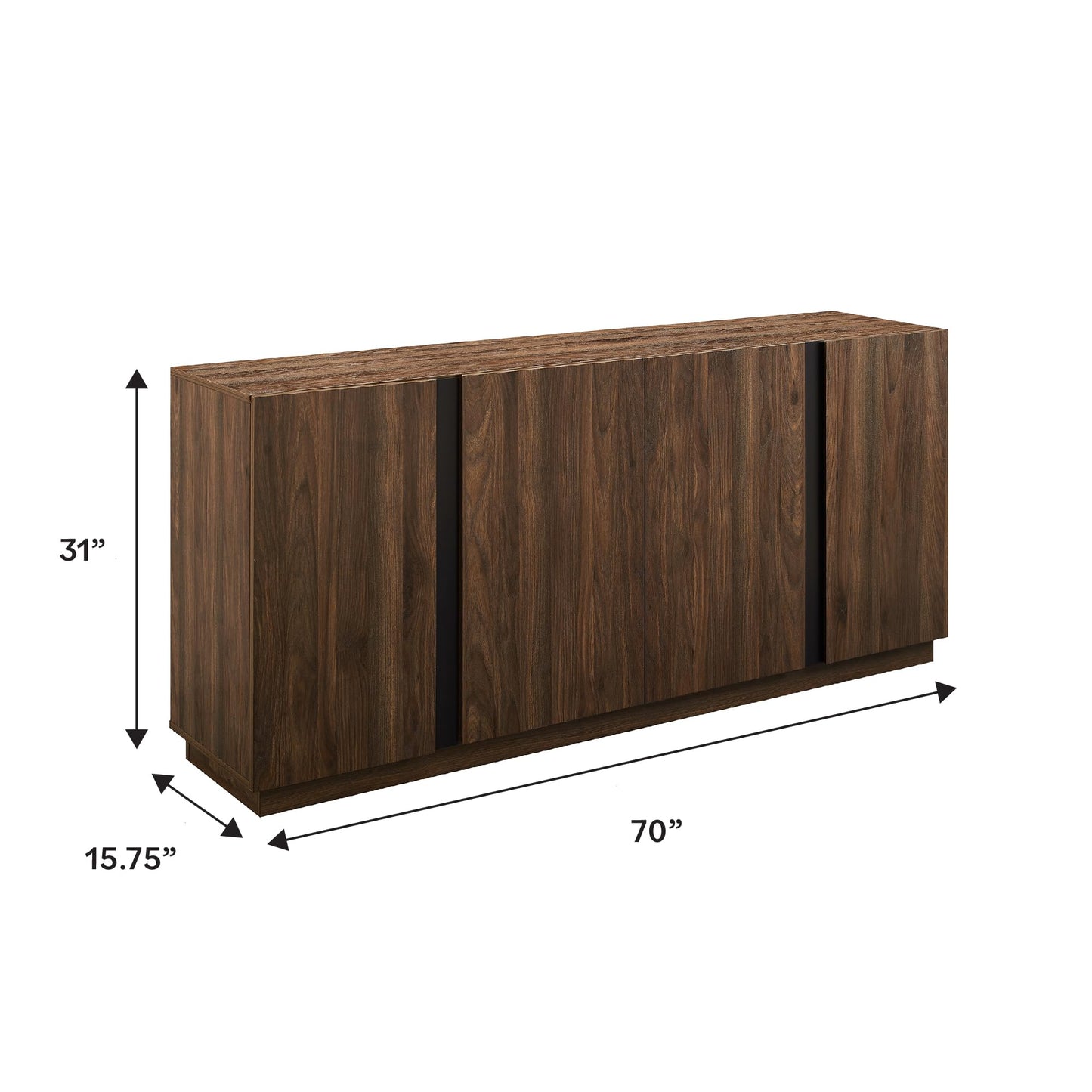 Walker Edison Liss Contemporary 4-Door Minimalist Sideboard 70 Inch Dark Walnut