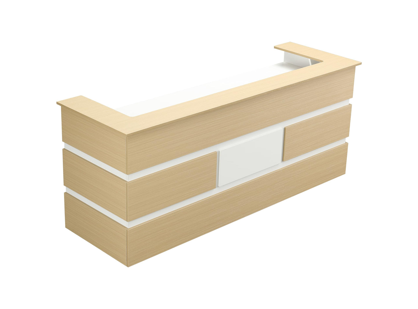 Mares 87" Wood Office Reception Desk Counter & Drawers w/Telescopic Rails & Chrome Handles | Cable Grommet Holes | Option to Add Logo | Front Table Furniture Nail Hair Beauty Salon Spa Restaurant